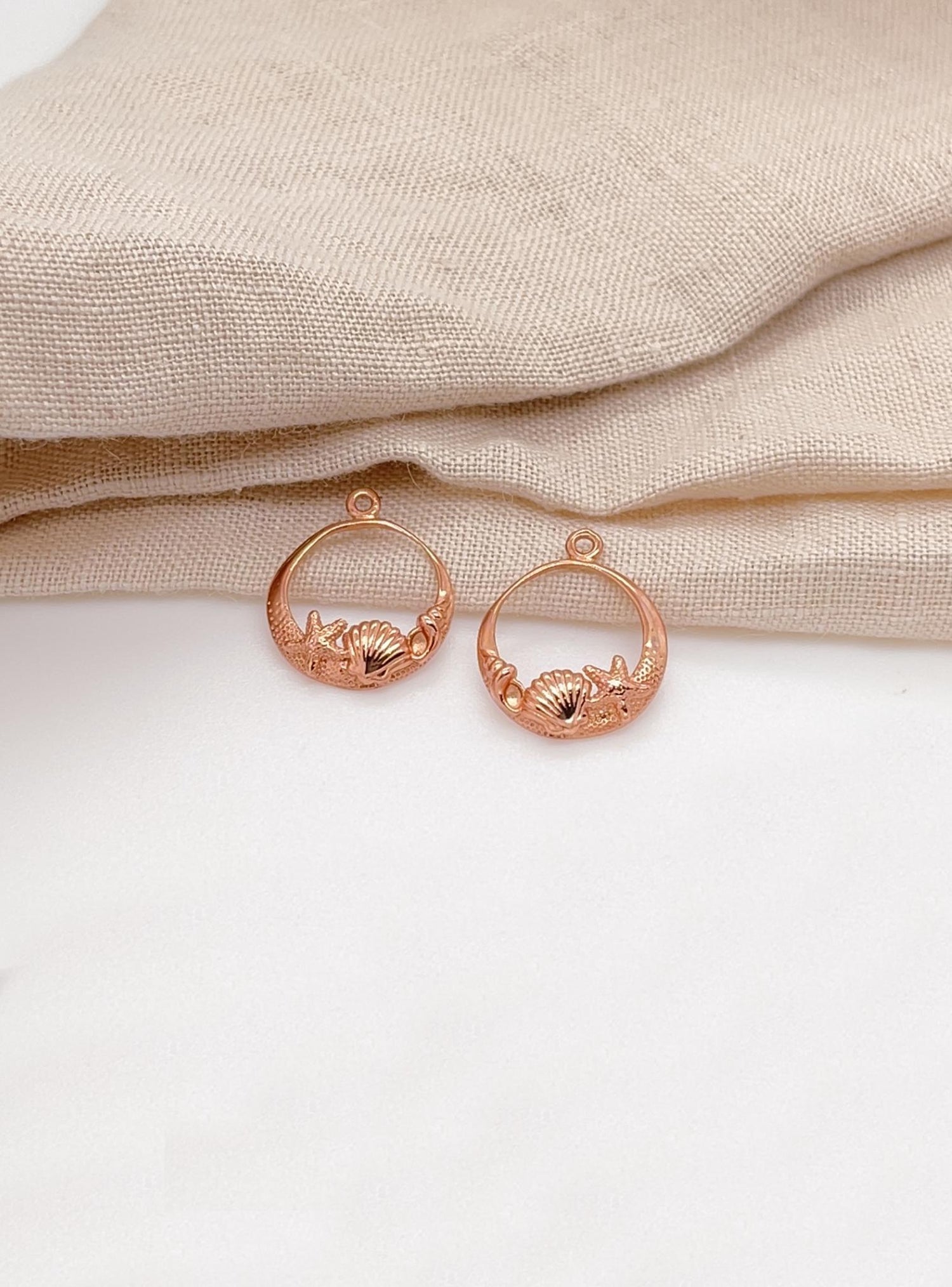 Nalu Shell Starfish Charms for Sleeper Earrings in 9ct Rose Gold
