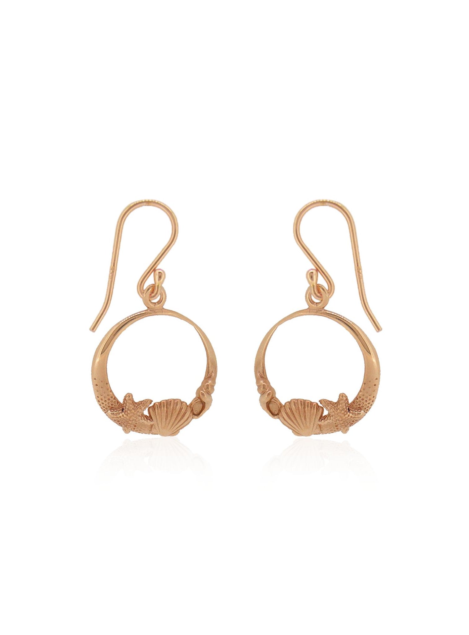 Nalu Seaside Shell Starfish Charm Earrings in 9ct Rose Gold