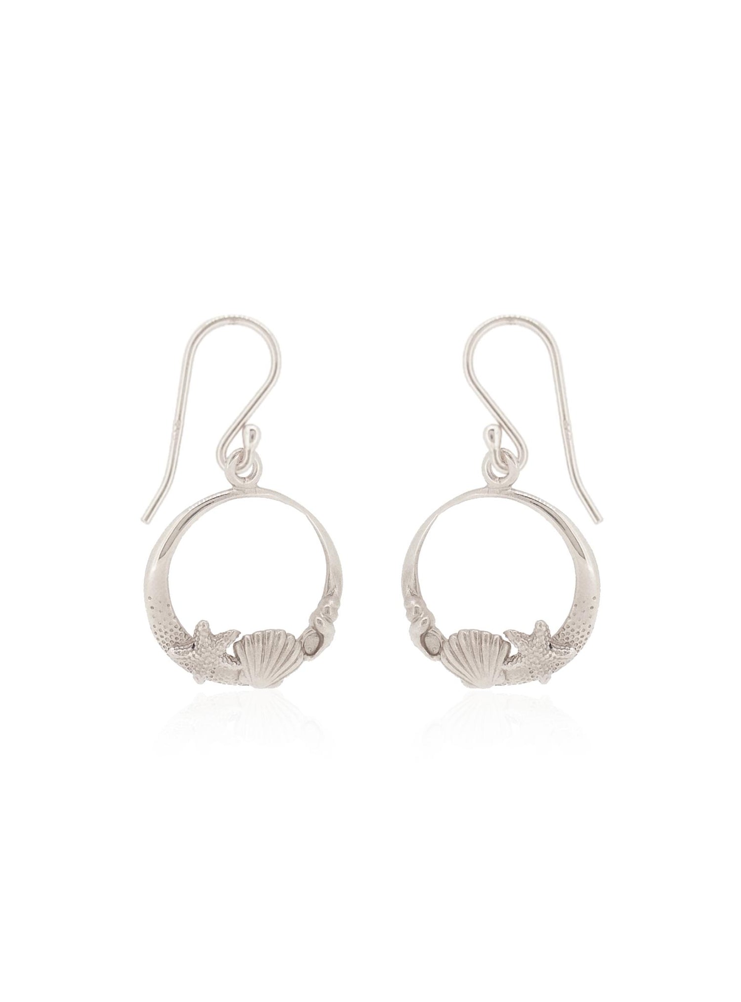 Nalu Seaside Shell Starfish Charm Earrings in Sterling Silver