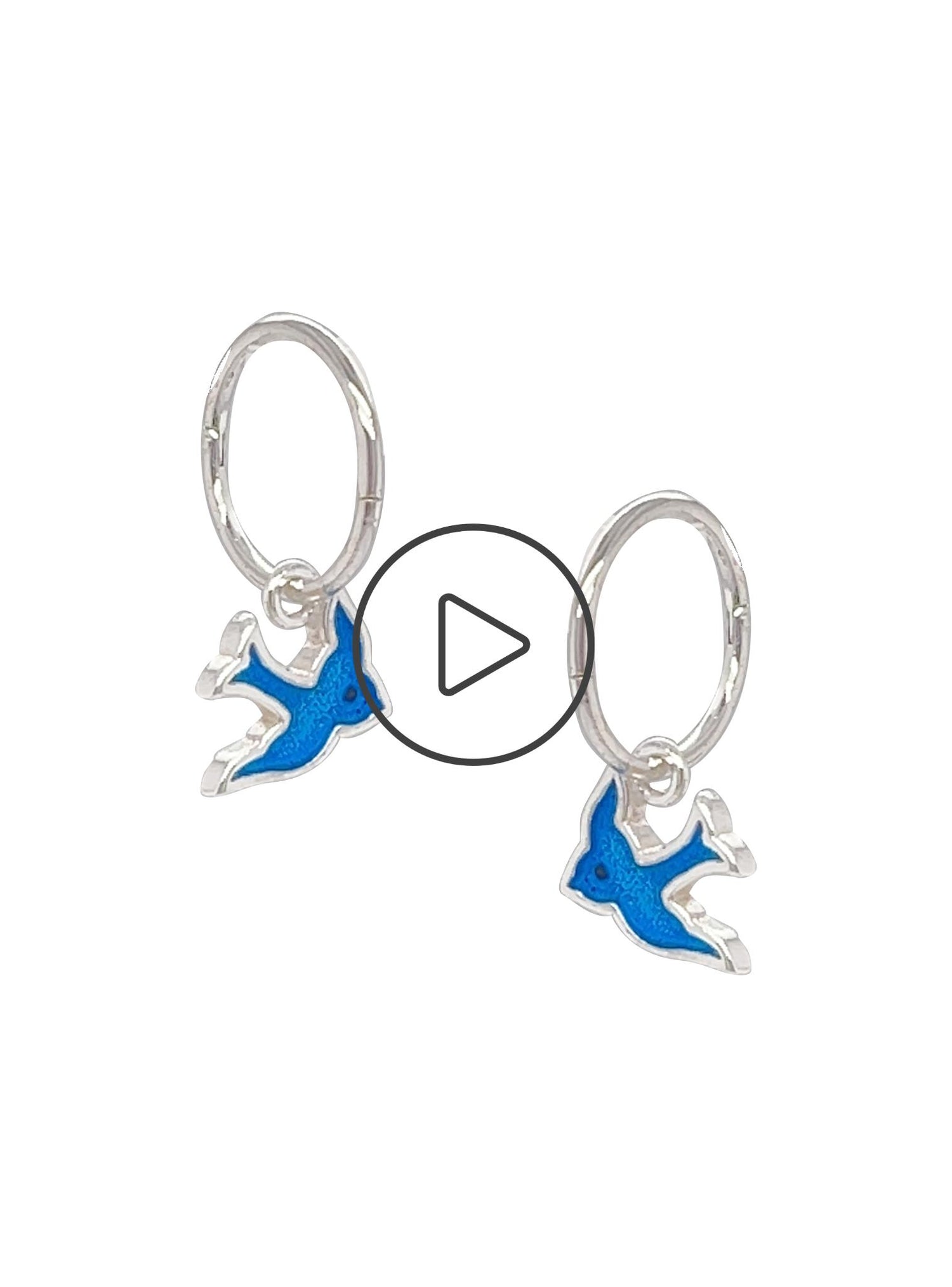 Bluebird Happiness Charms and Sleeper Earrings in Sterling Silver