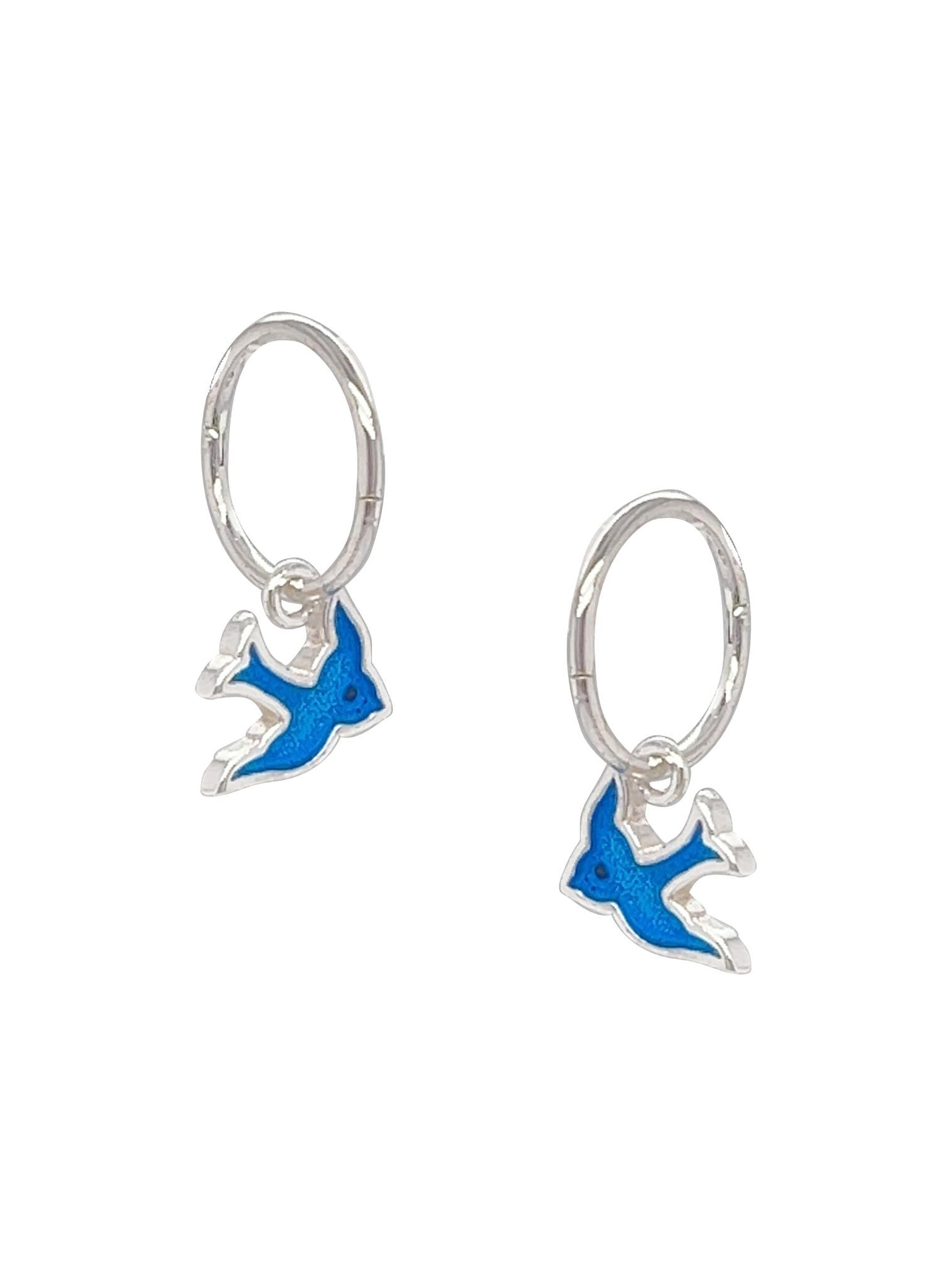 Bluebird Happiness Charms and Sleeper Earrings in Sterling Silver