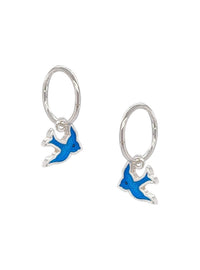 Bluebird Happiness Charms and Sleeper Earrings in Sterling Silver