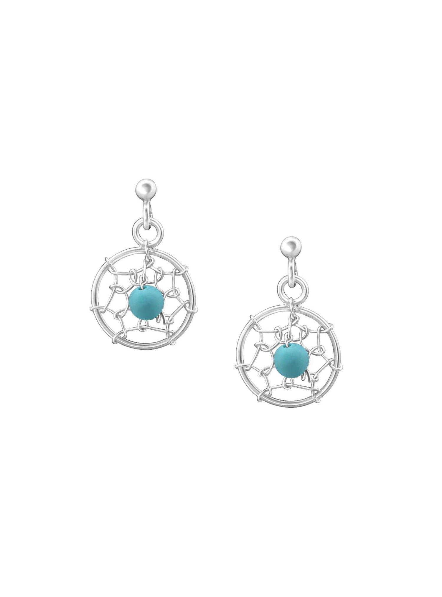Dream Catcher Ball Stud Earrings in Sterling Silver