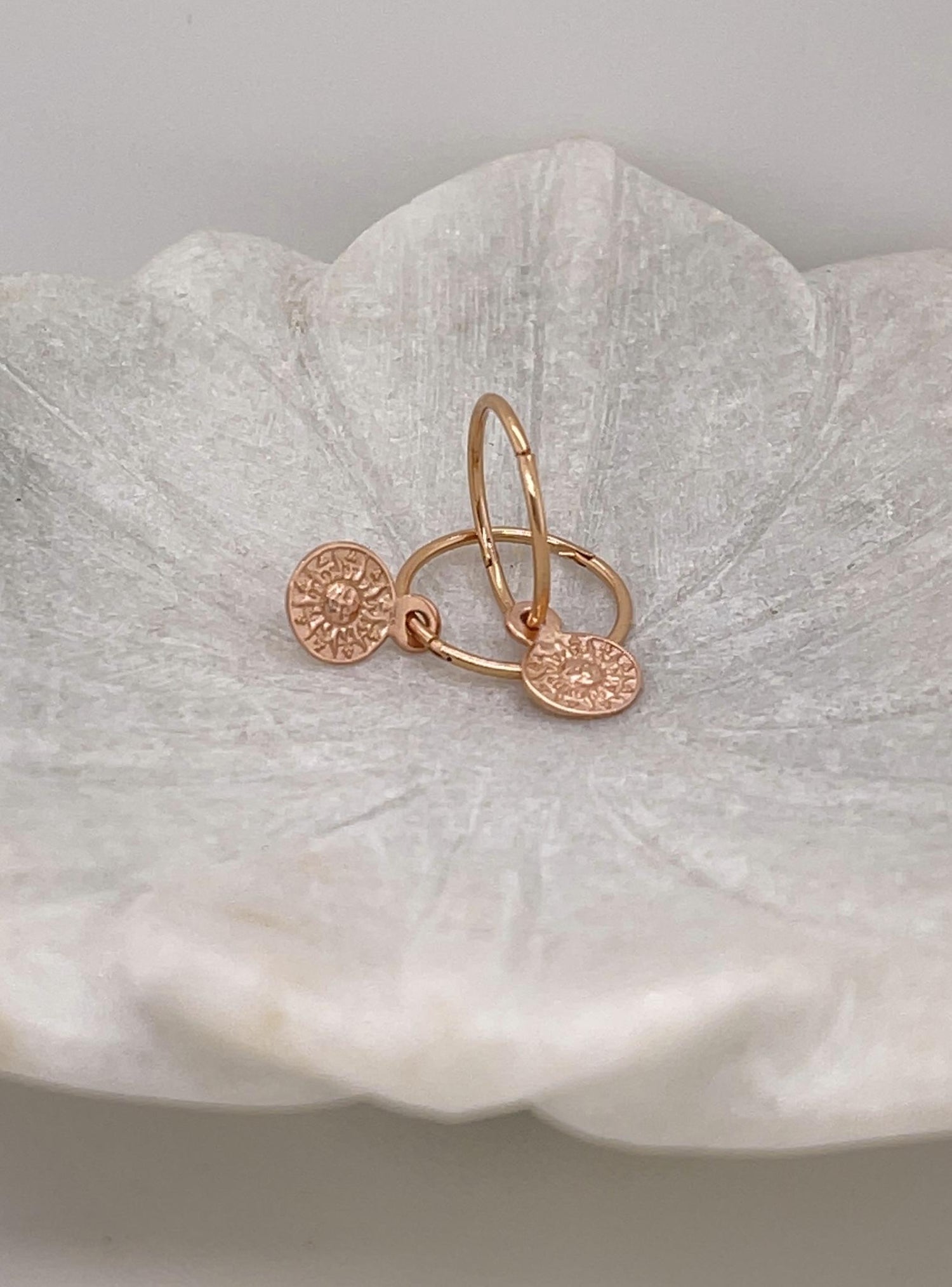 Sunshine Sun Goddess Charms for Sleeper Earrings in 9ct Rose Gold