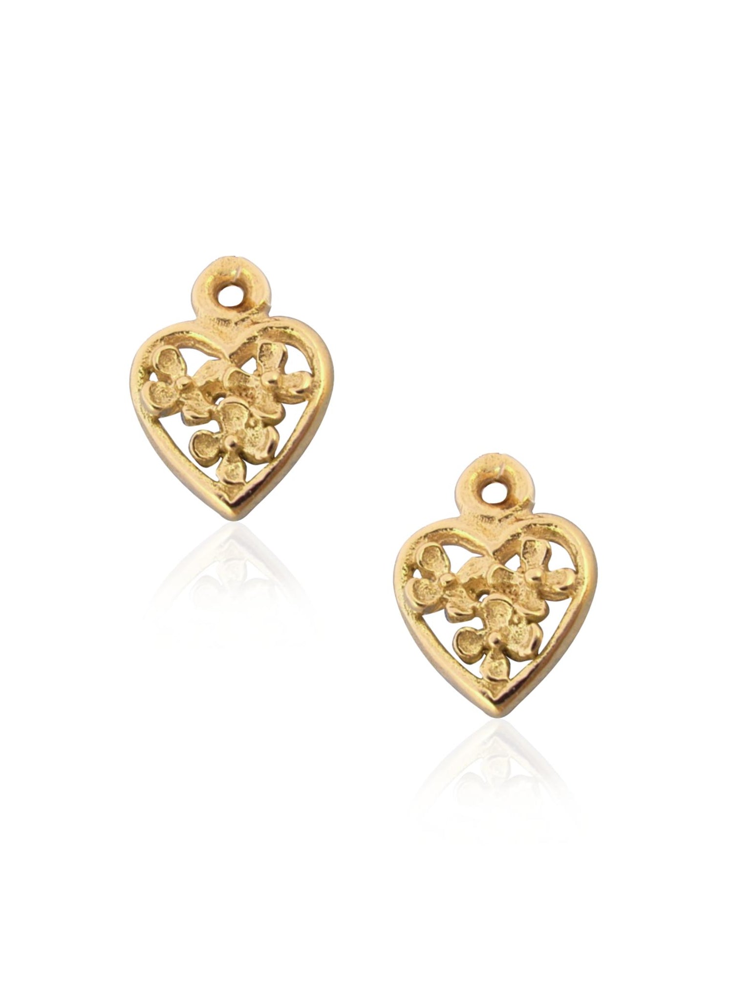 Flower Heart Charms for Sleeper Earrings in 9ct Gold
