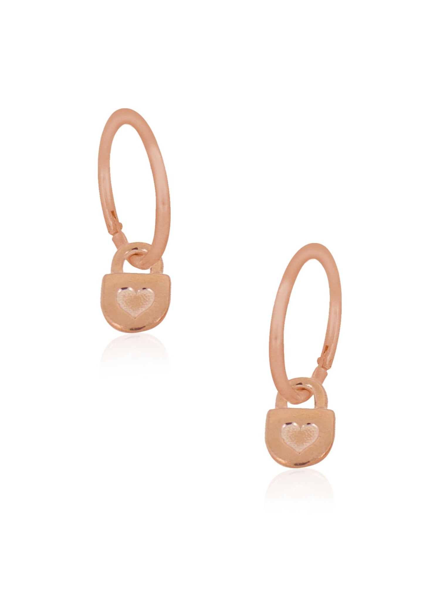 Small Padlock Charms for Sleeper Earrings in 9ct Rose Gold