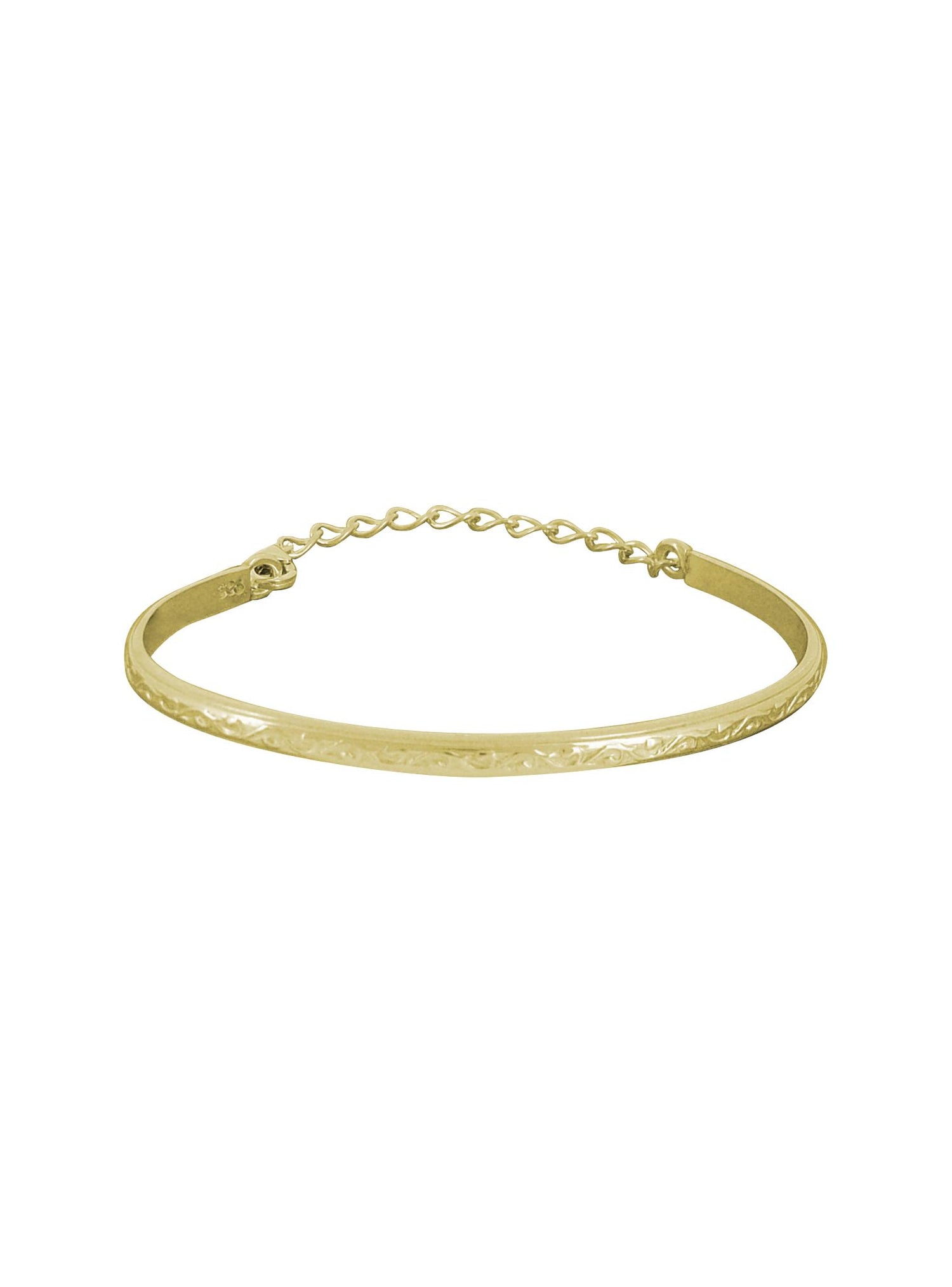 Filigree Embossed Cuff Bangle in 9ct Gold