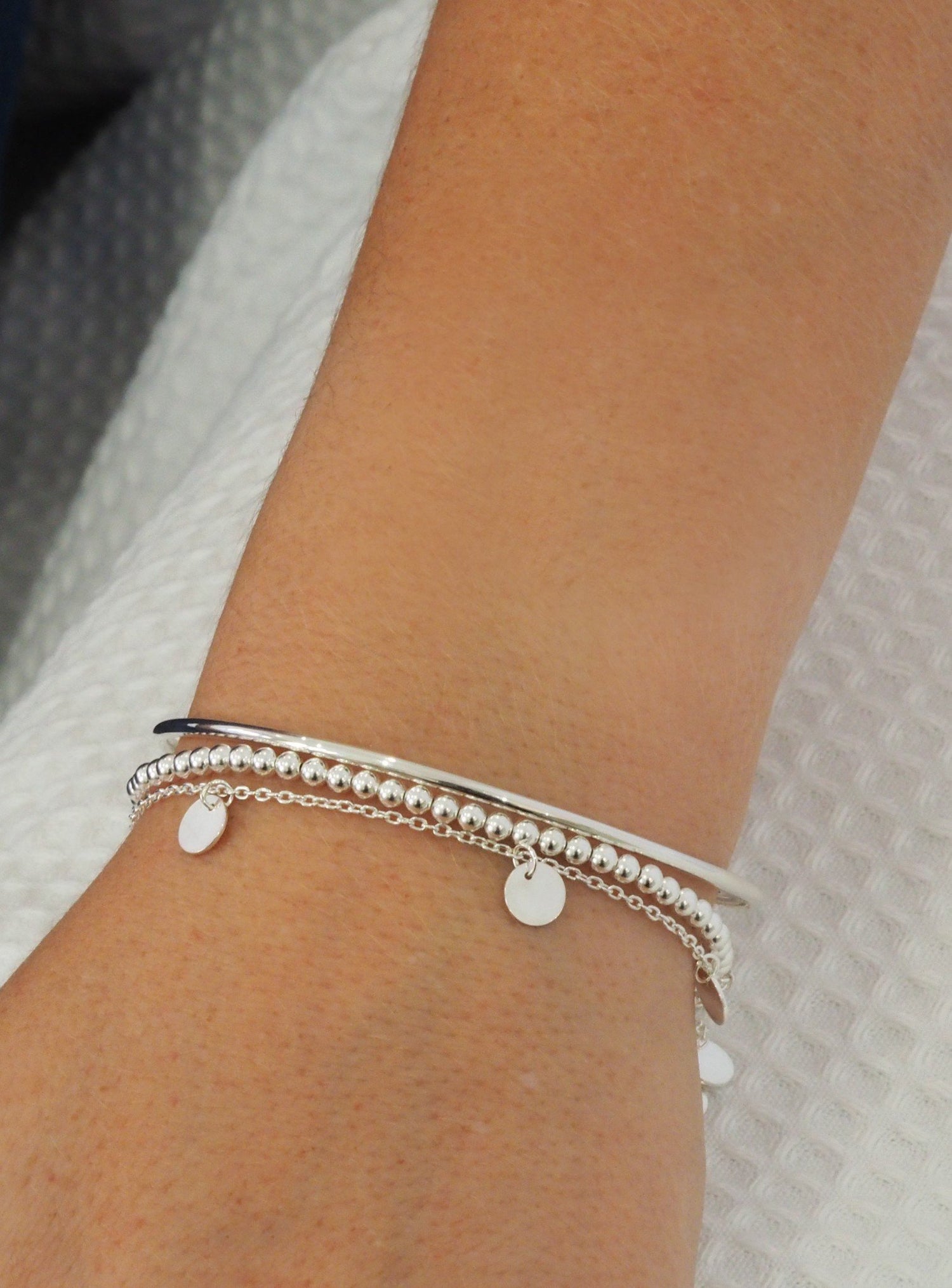 Solid Sterling Silver 2.5mm Round Golf Bangle All Sizes