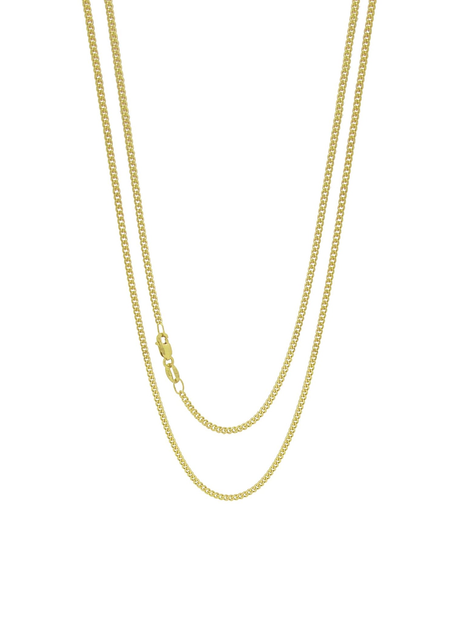 Simple 1.4mm Curb Necklace Chain in 18ct Yellow Gold