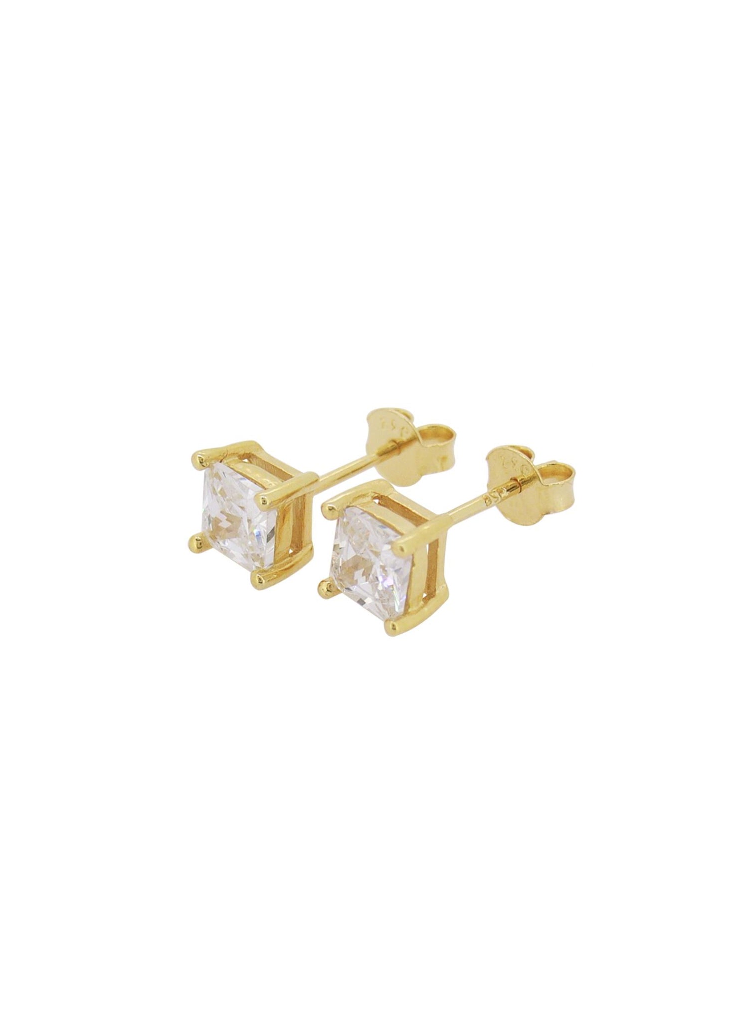 Dakota Cz Princess Stud Earrings in Gold