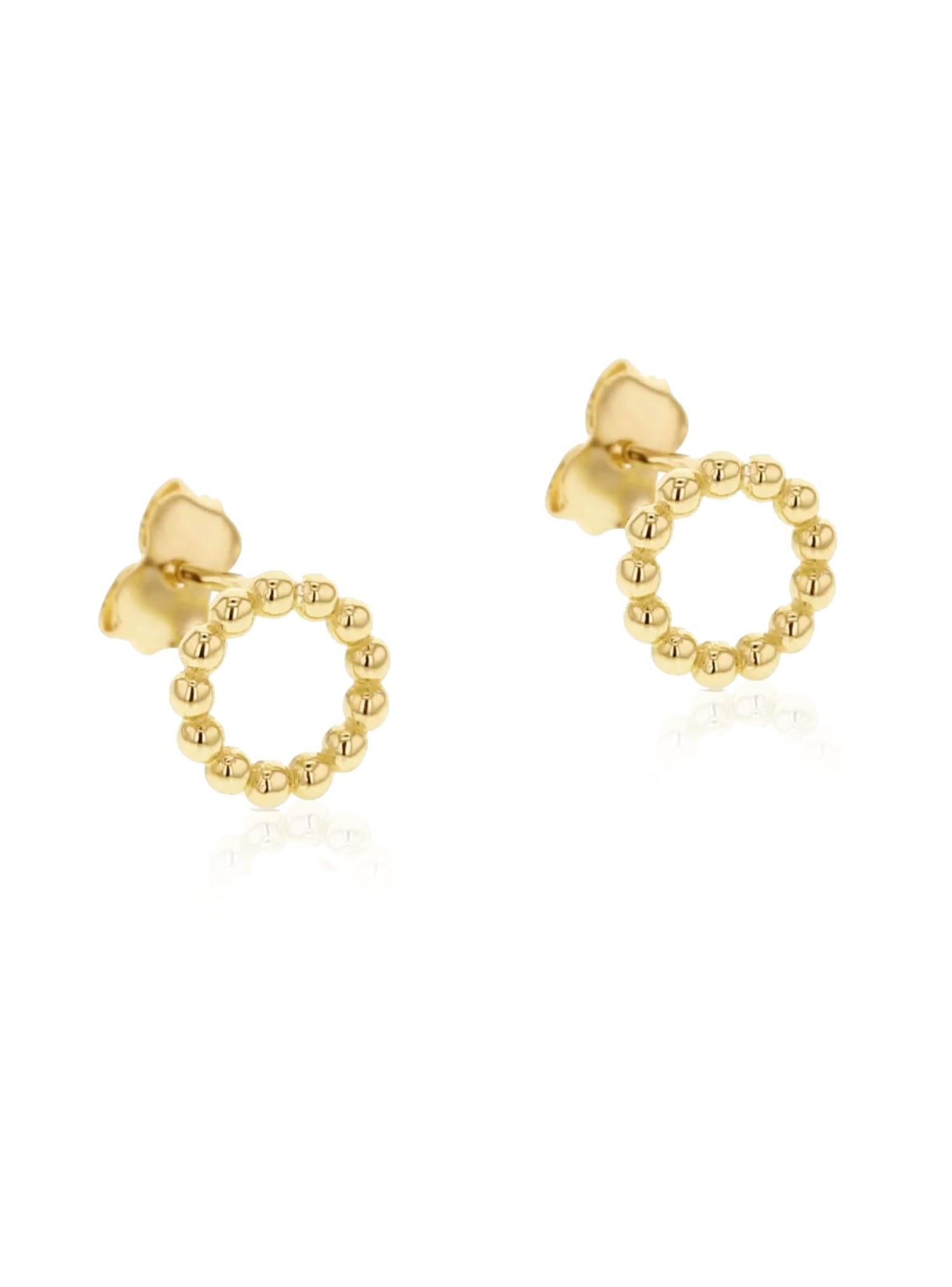 Ball Beaded Circle Stud Earrings in 9ct Gold