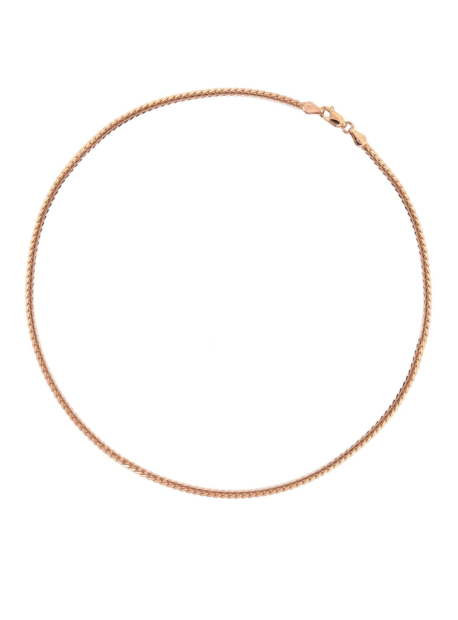 Aurelia 2mm Flat Oval Curb Necklace Chain in 9ct Rose Gold