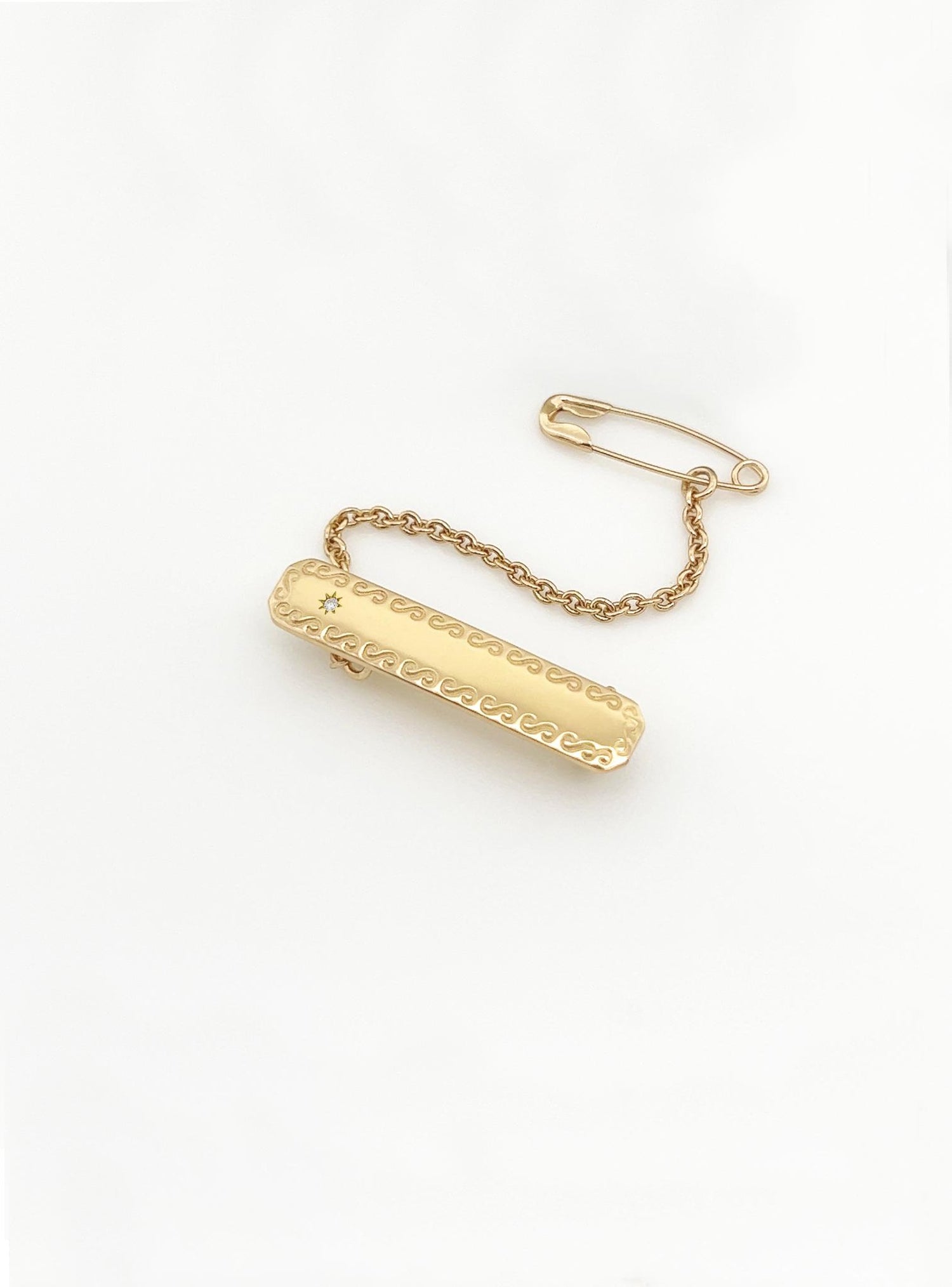 Diamond Rectangle Baby Name Brooch in 9ct Gold