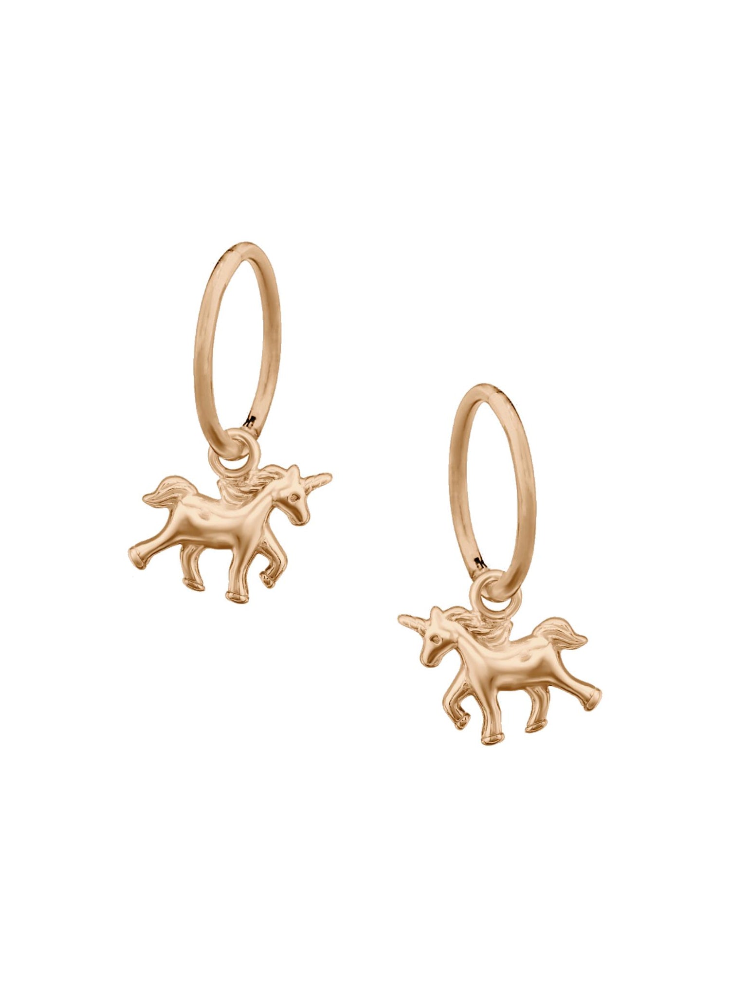 Tiny Unicorn Charms for Sleeper Earrings in 9ct Rose Gold