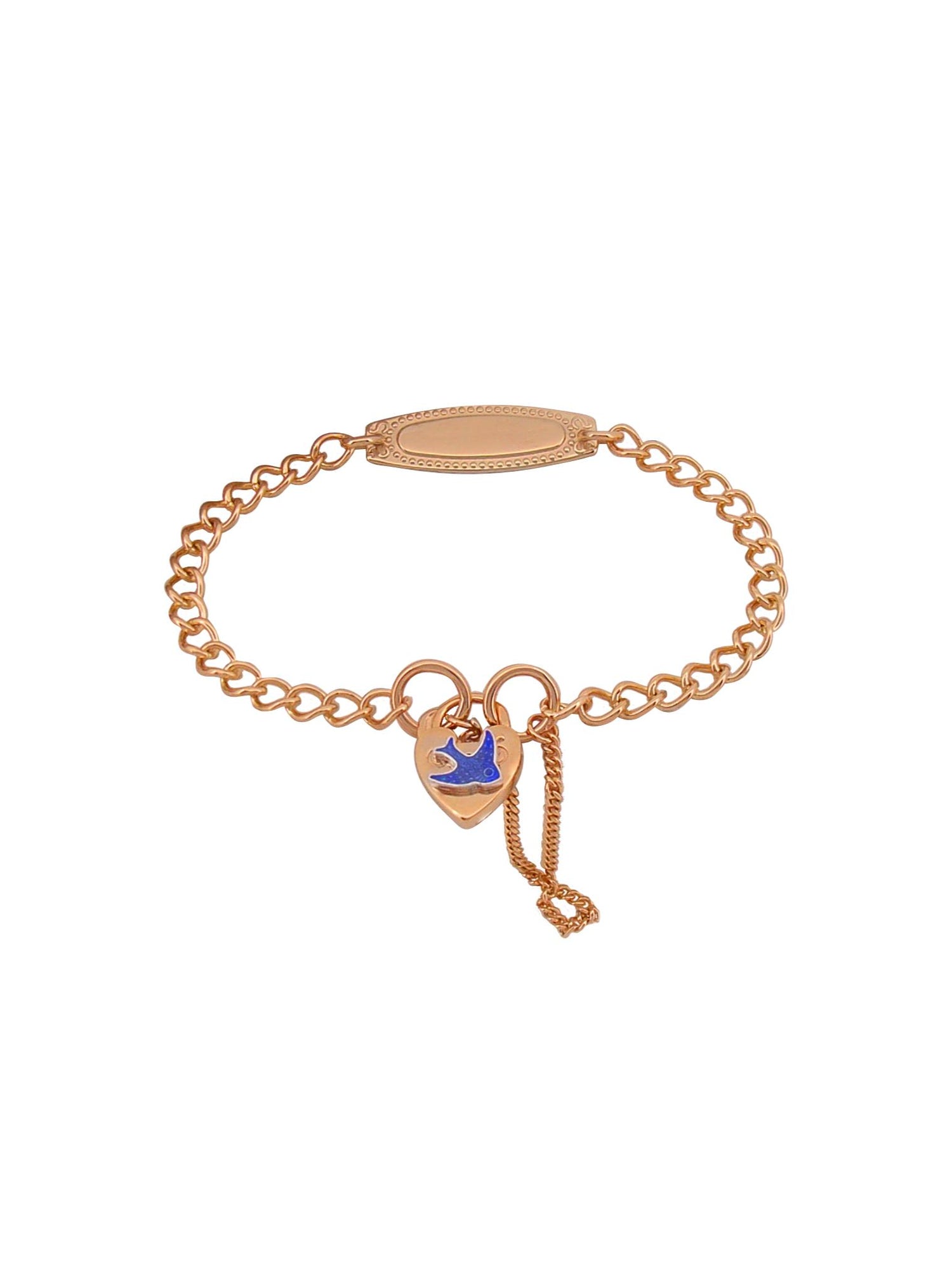 Bluebird Identity Padlock Curb Bracelet in 9ct Rose Gold