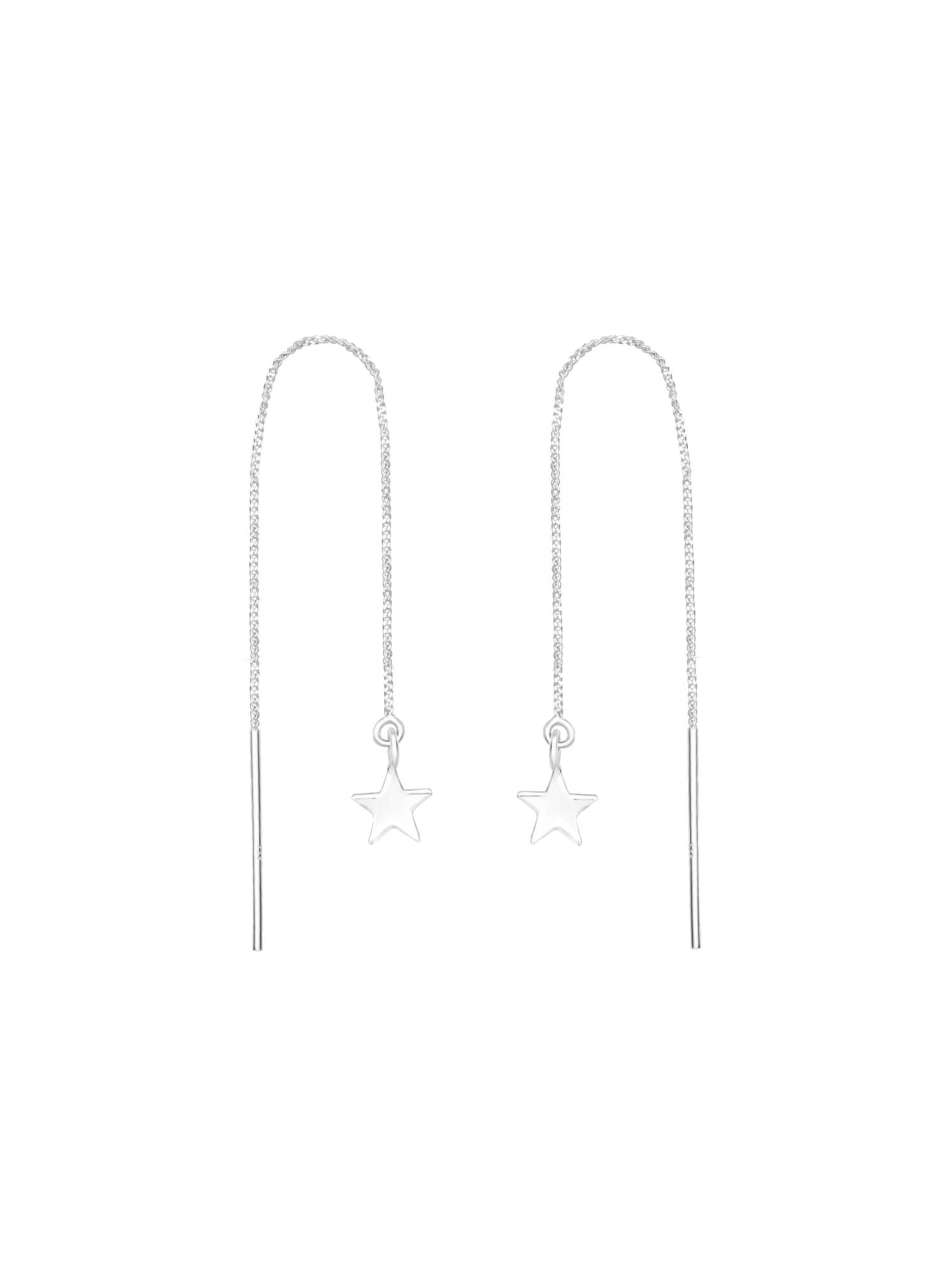 Lucky Star Charm Thread Earrings in Sterling Silver