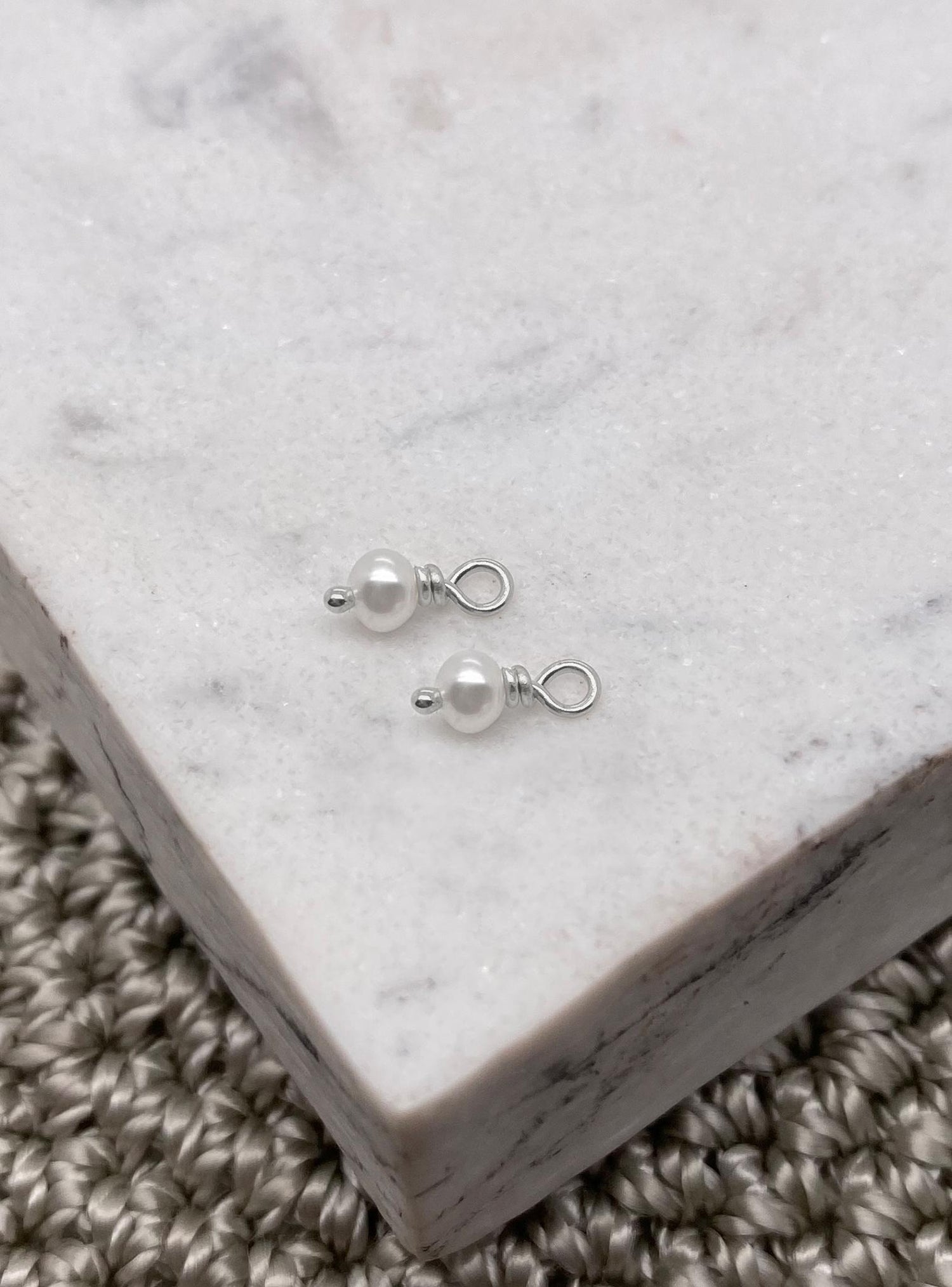 Teeny Tiny Pearl Drops for Sleeper Earrings in 9ct White Gold