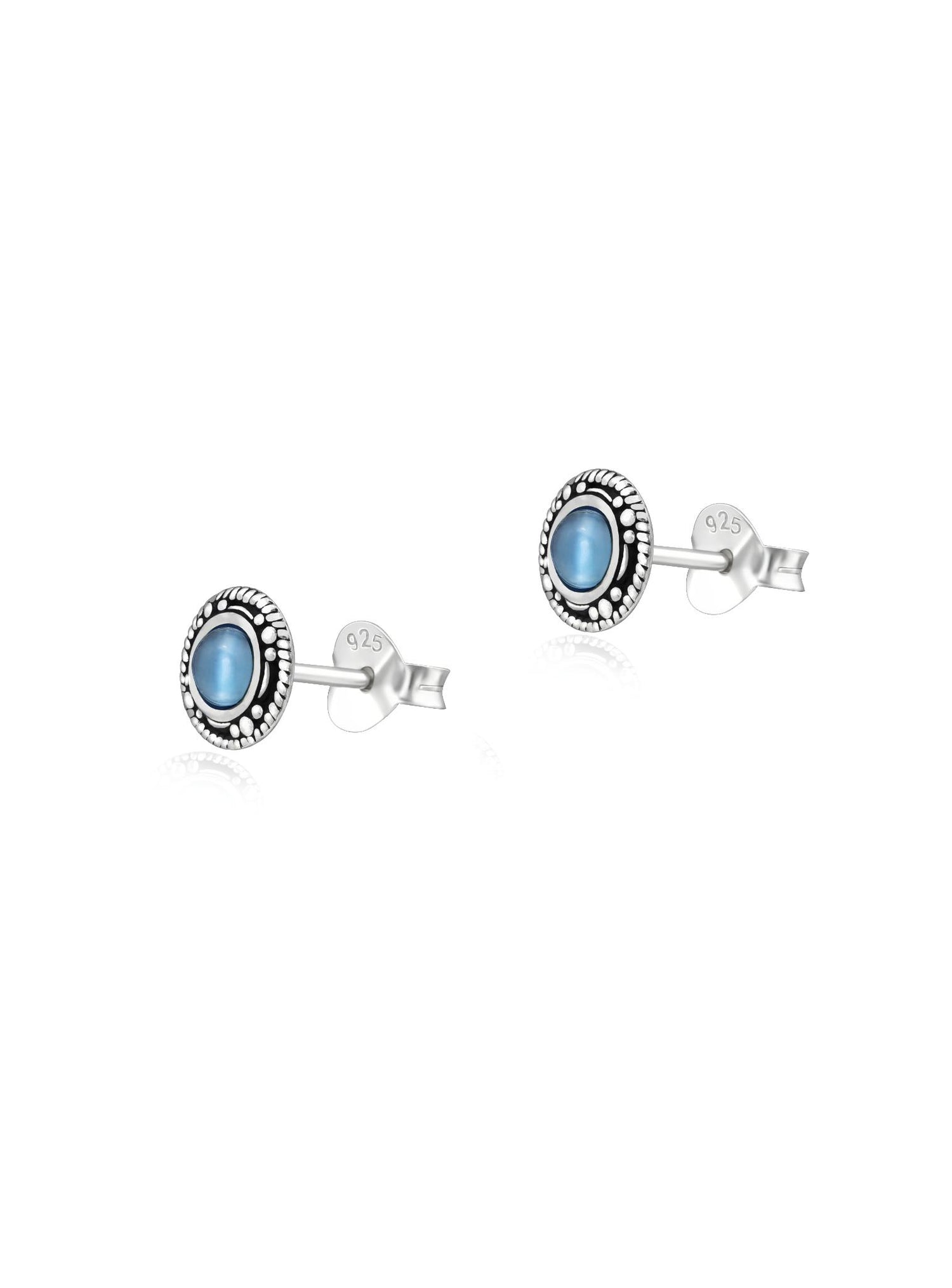 Love Britty Cats Eye Stud Earrings in Sterling Silver