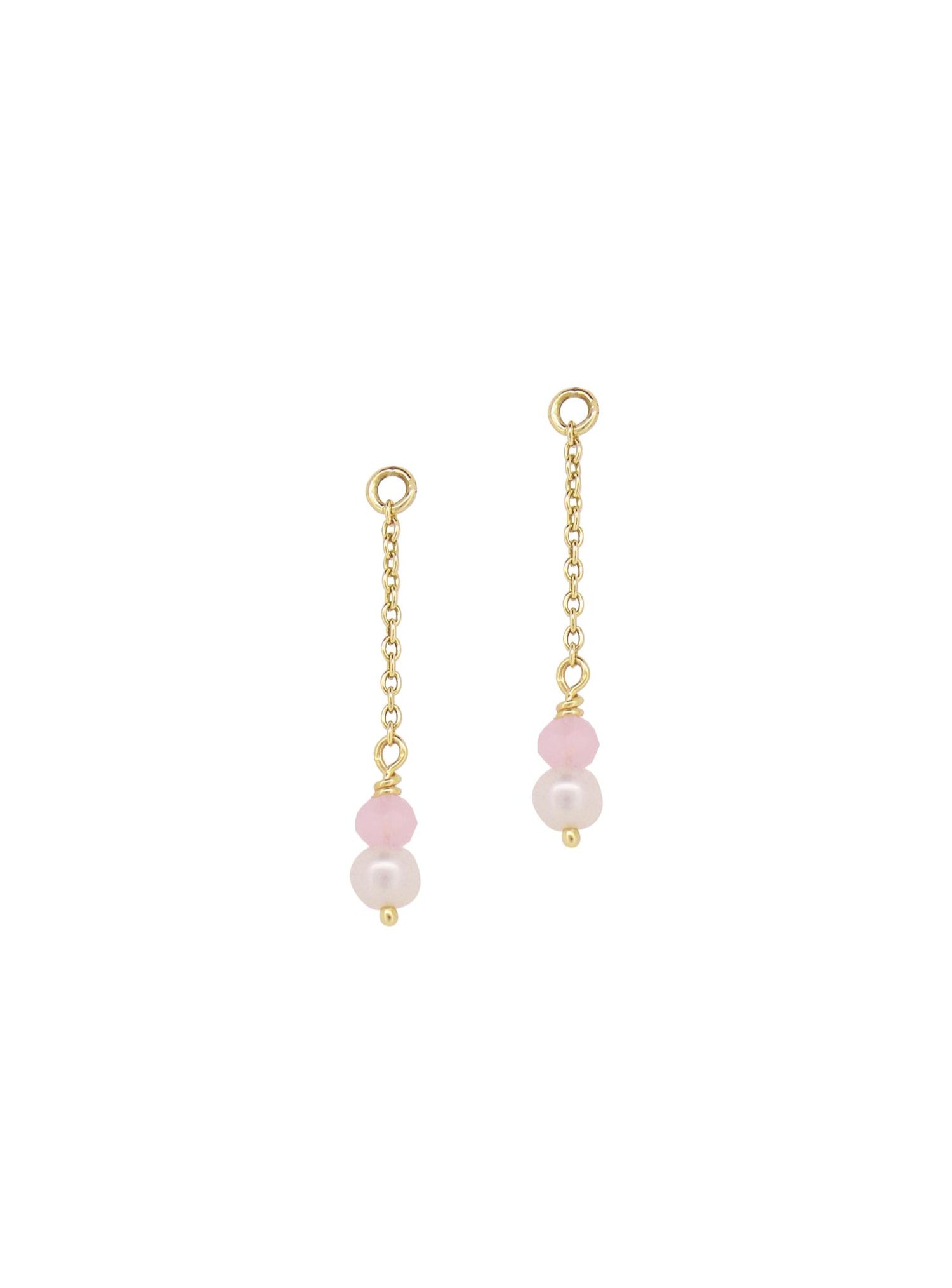Coco Pearl Rose Quartz Sleeper Earring Charms in 9ct Gold