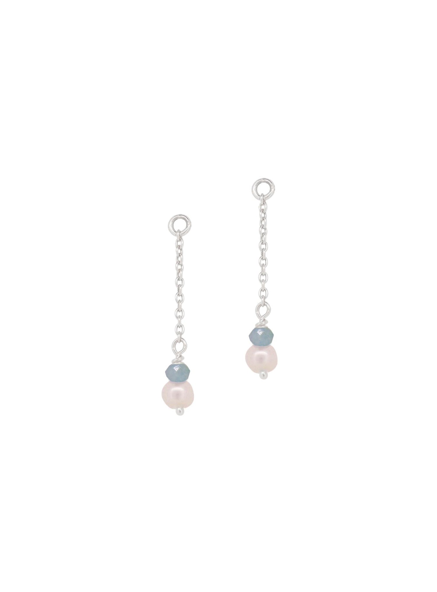 Coco Pearl Blue Chalcedony Sleeper Earring Charms in Sterling Silver