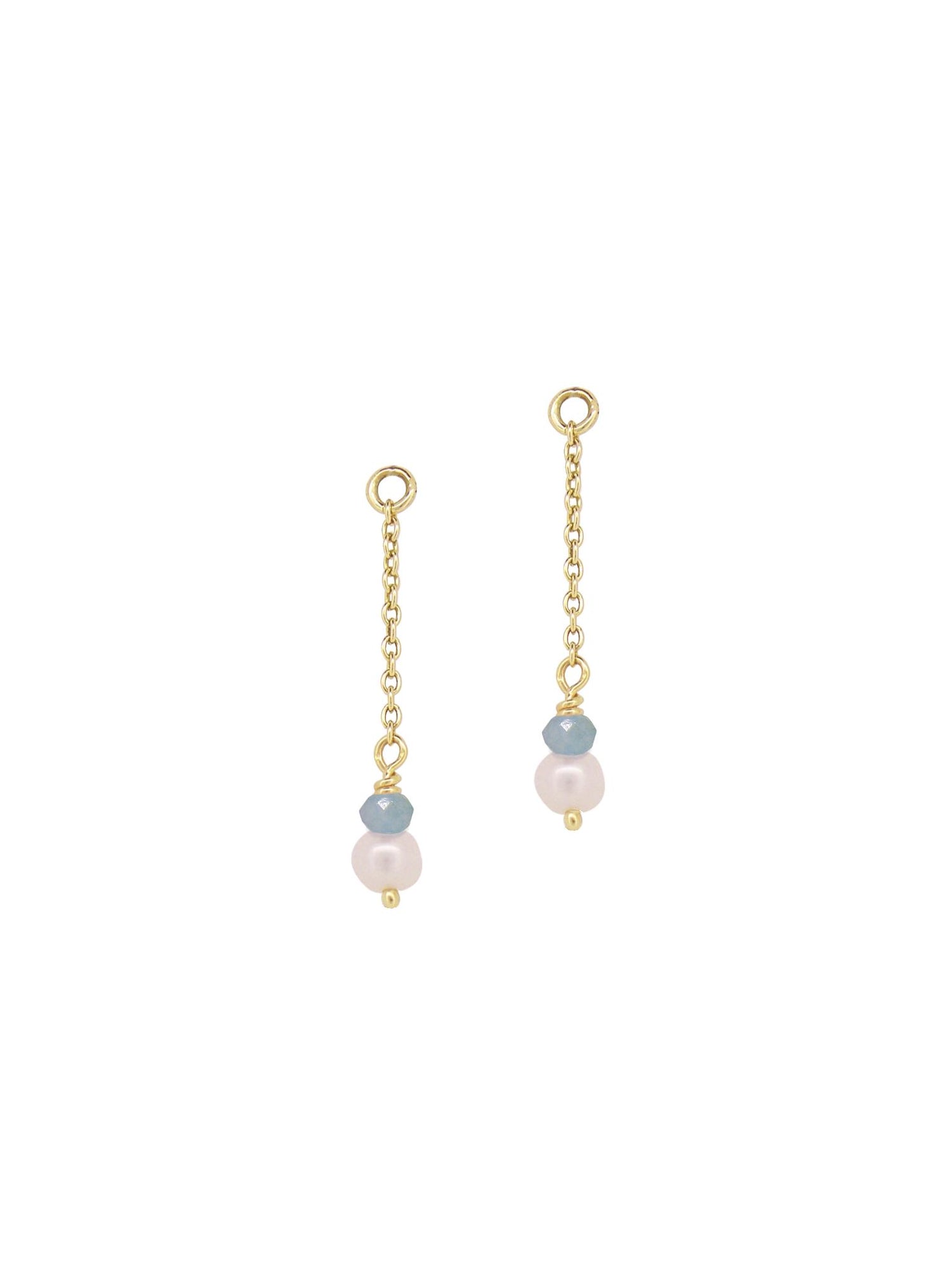 Coco Pearl Blue Chalcedony Sleeper Earring Charms in 9ct Gold