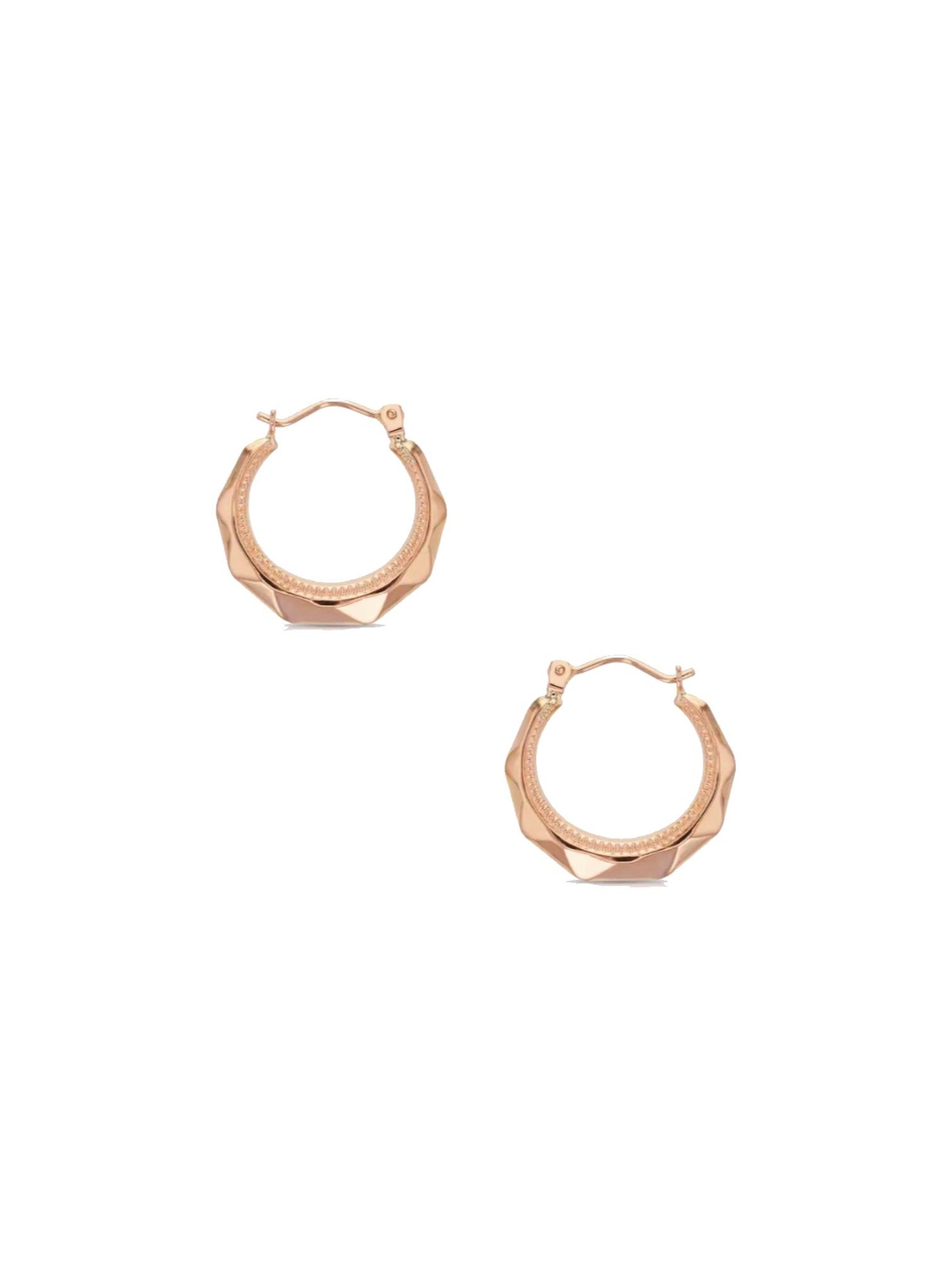 Aurelia Faceted Crescent Moon Hoop Earrings in 9ct Rose Gold