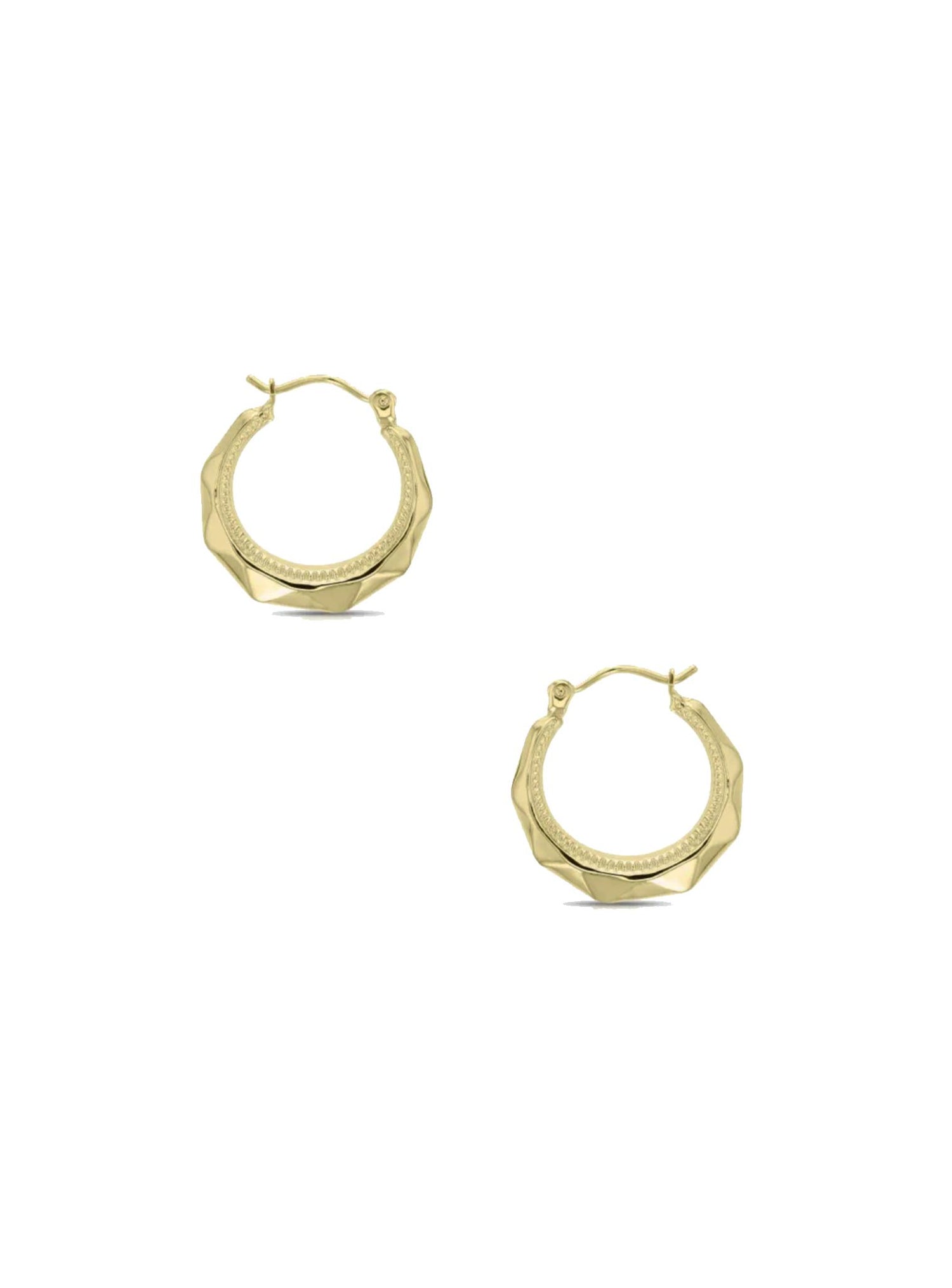 Aurelia Faceted Crescent Moon Hoop Earrings in 9ct Gold