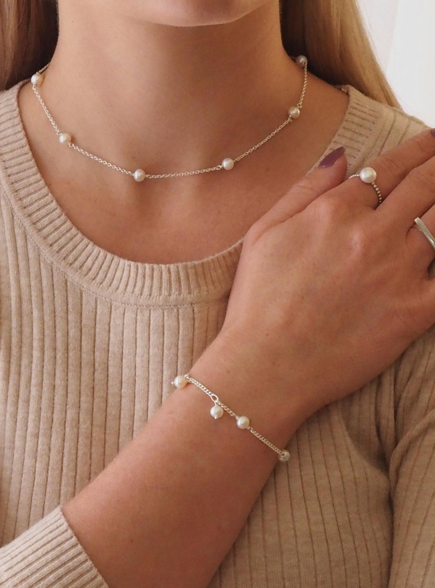 Coco Pearl Yard Necklace in Sterling Silver