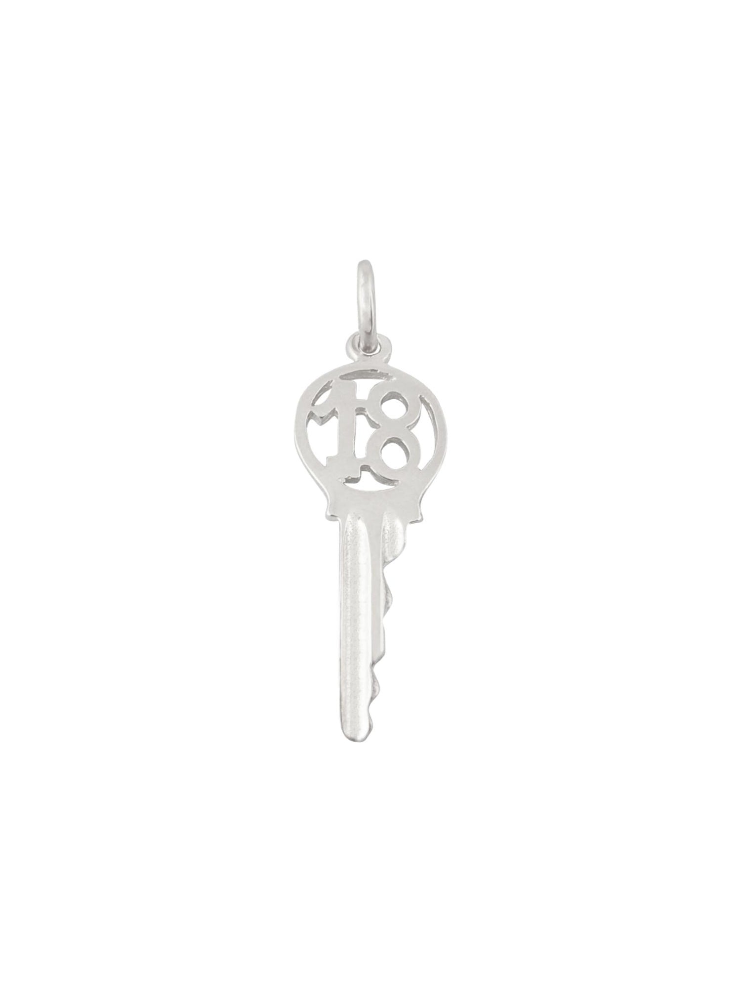 Birthday 18th Key Charm Pendant in Sterling Silver