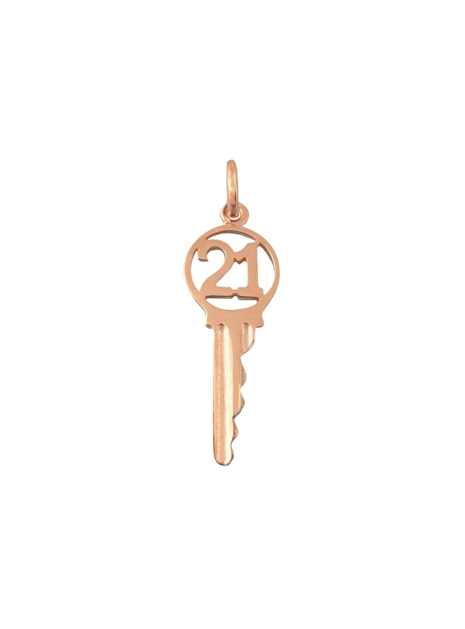 Birthday 21st Key Charm Pendant in 9ct Rose Gold