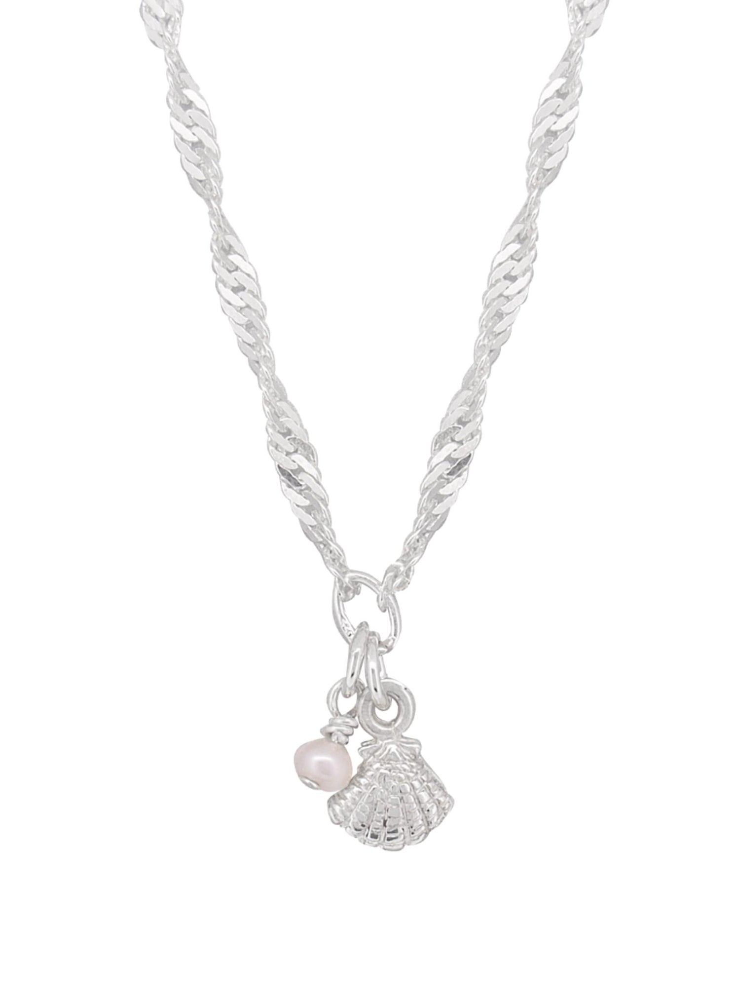 Seashell Charm Pearl Rope Singapore Twist Chain in Necklace