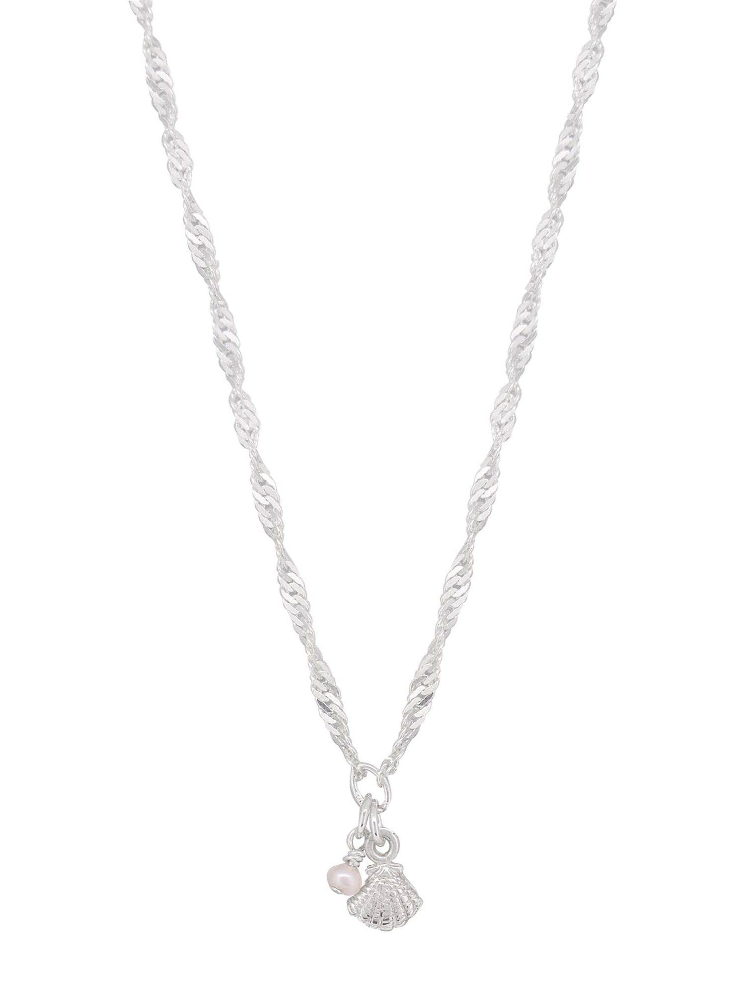 Seashell Charm Pearl Rope Singapore Twist Chain in Necklace