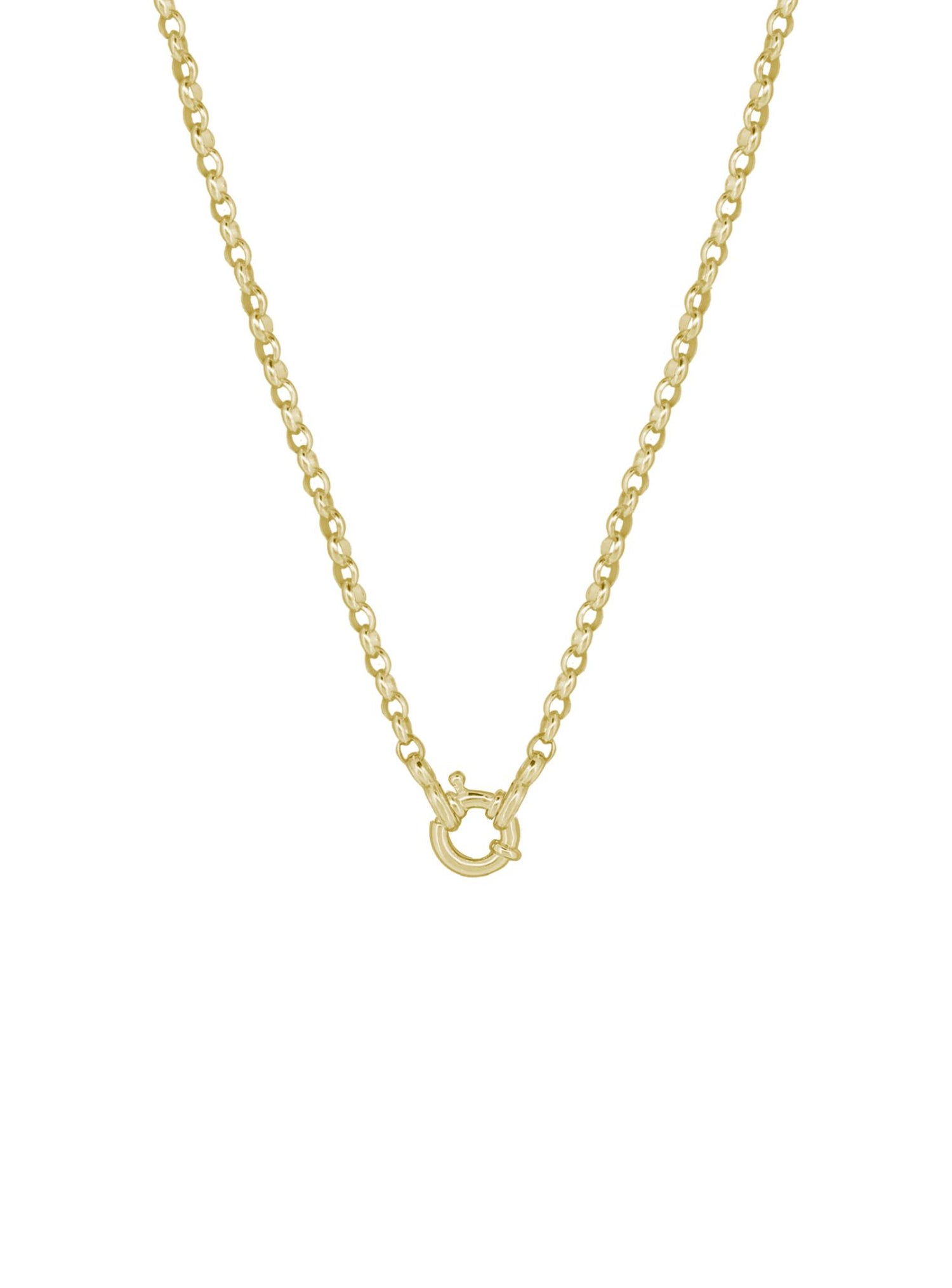 Solid Oval Belcher Bolt Ring Necklace Chain in 9ct Gold
