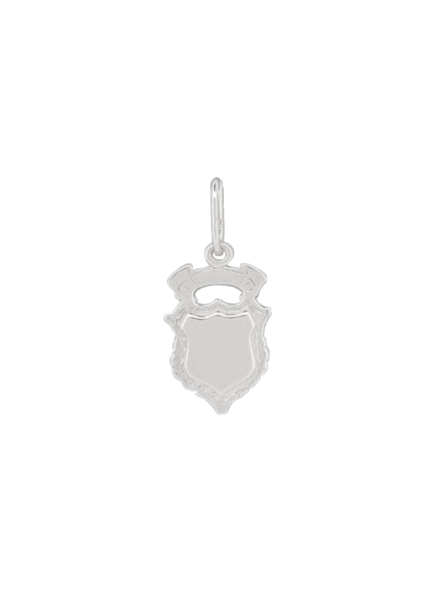 Unisex Small Shield Crest Charm Pendant in Sterling Silver