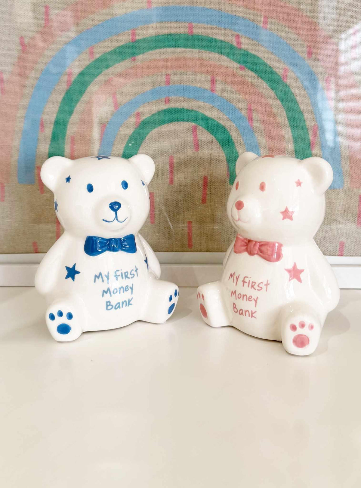 My First Teddy Bear Money Box Bank in Baby Blue