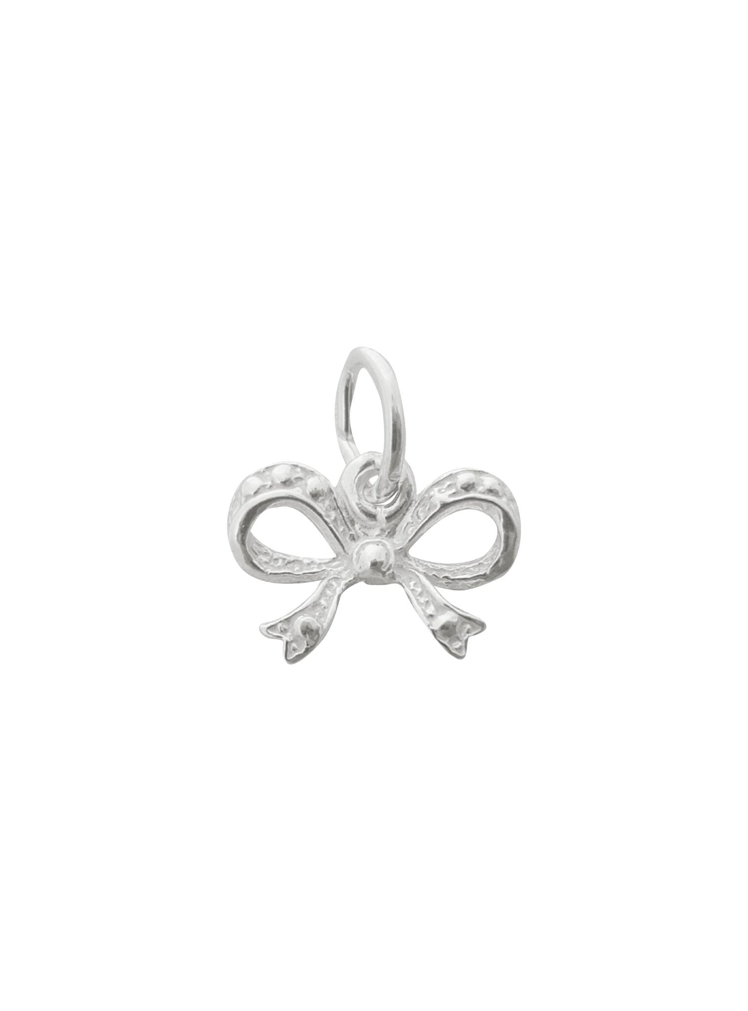 Small Bow Ribbon Charm Pendant in Sterling Silver