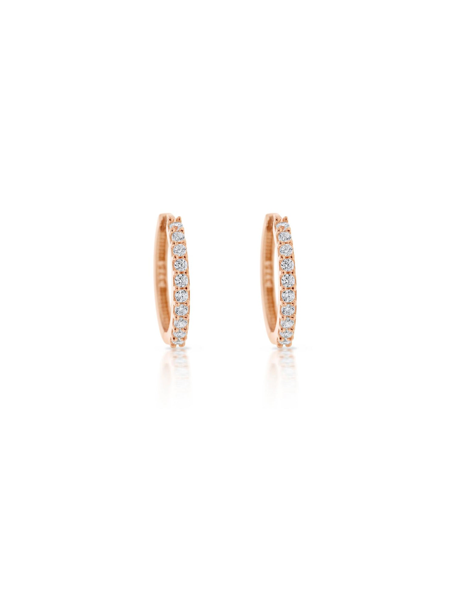 Aurelia CZ Huggie Hoop Earrings in 9ct Rose Gold