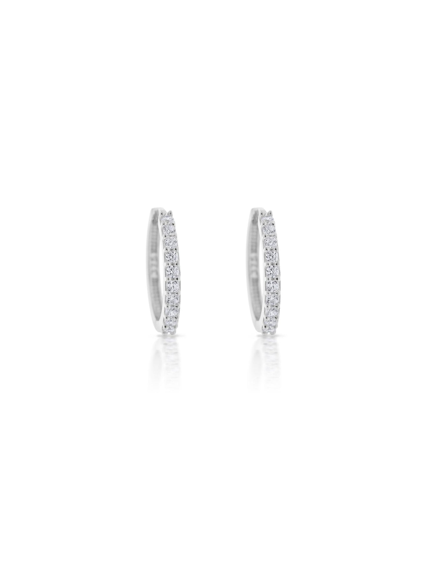 Aurelia CZ Huggie Hoop Earrings in 9ct White Gold