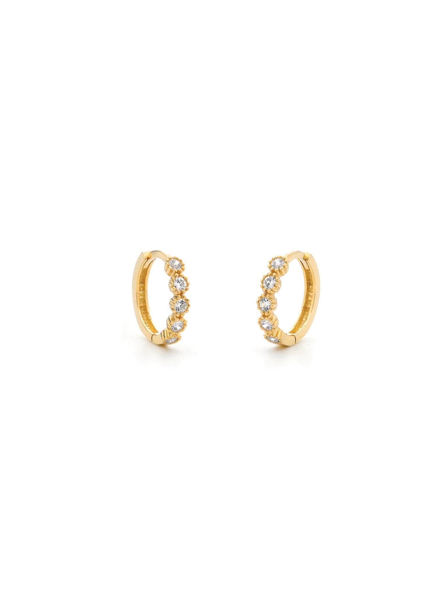 Aurelia CZ Small Huggie Hoop Earrings in 9ct Gold