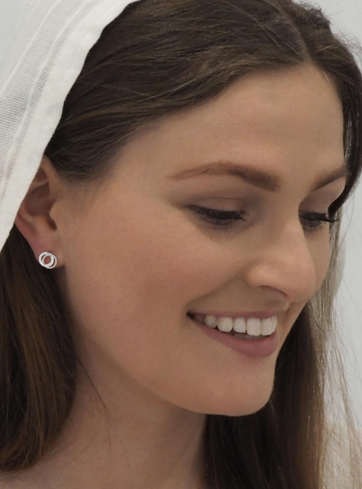 Aurelia CZ Interlocking Circle Stud Earrings in 9ct White Gold