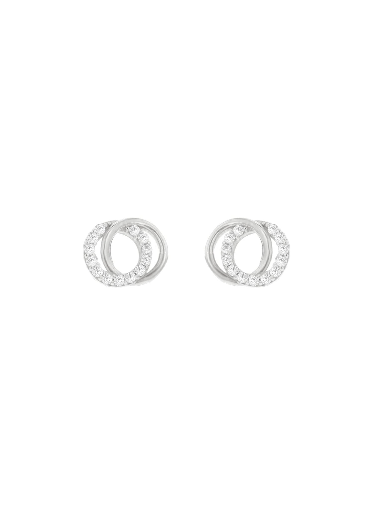 Aurelia CZ Interlocking Circle Stud Earrings in 9ct White Gold