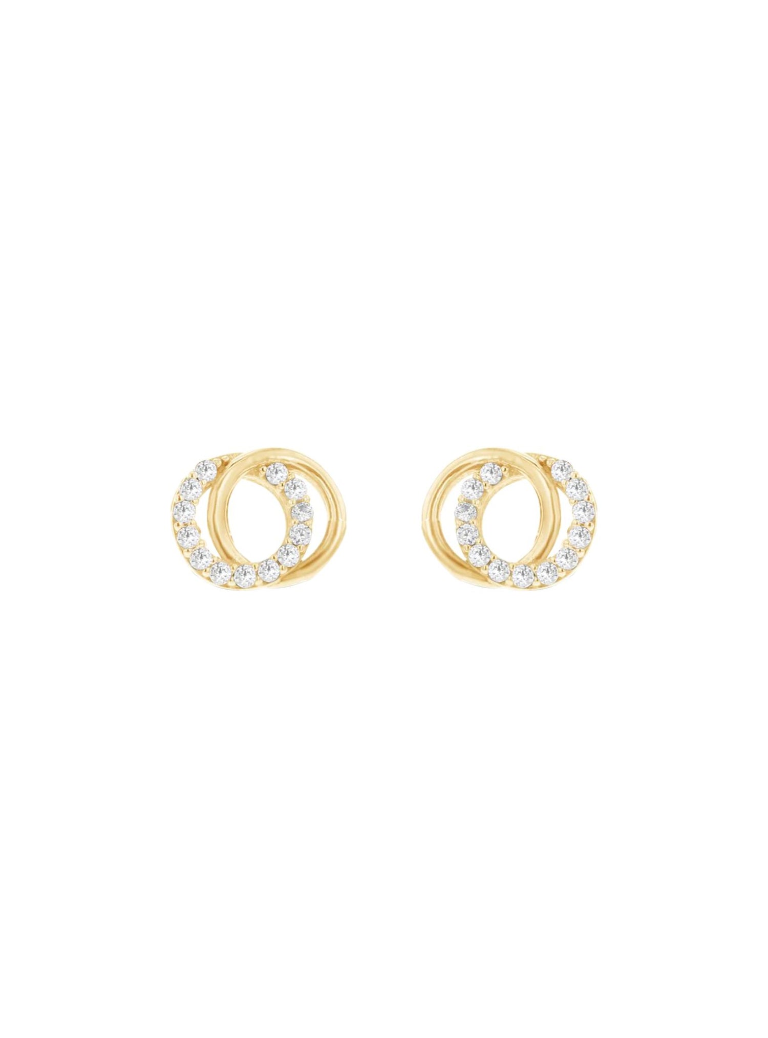 Aurelia CZ Interlocking Circle Stud Earrings in 9ct Gold