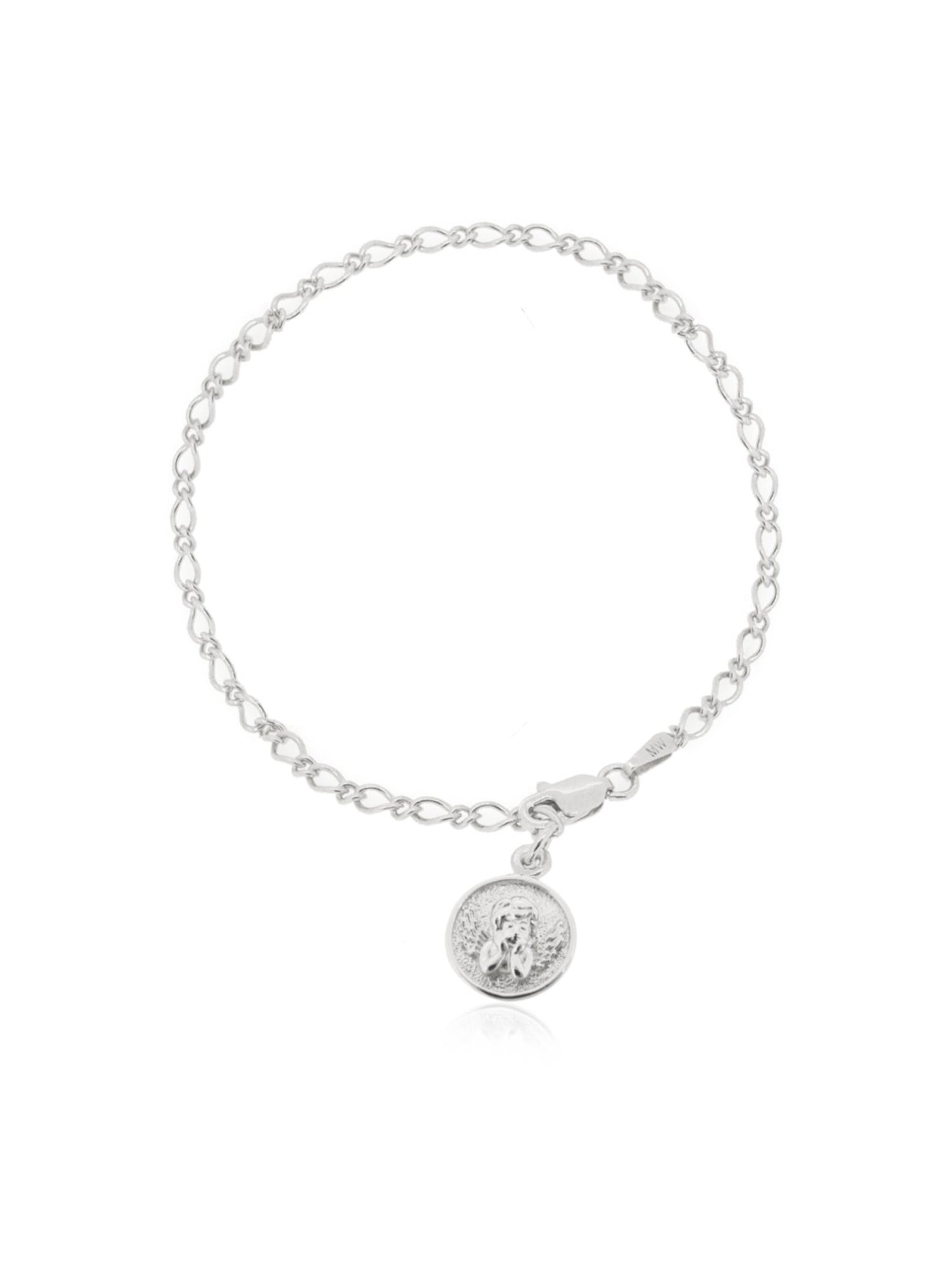 Guardian Angel Cherub Charm Bracelet in Sterling Silver
