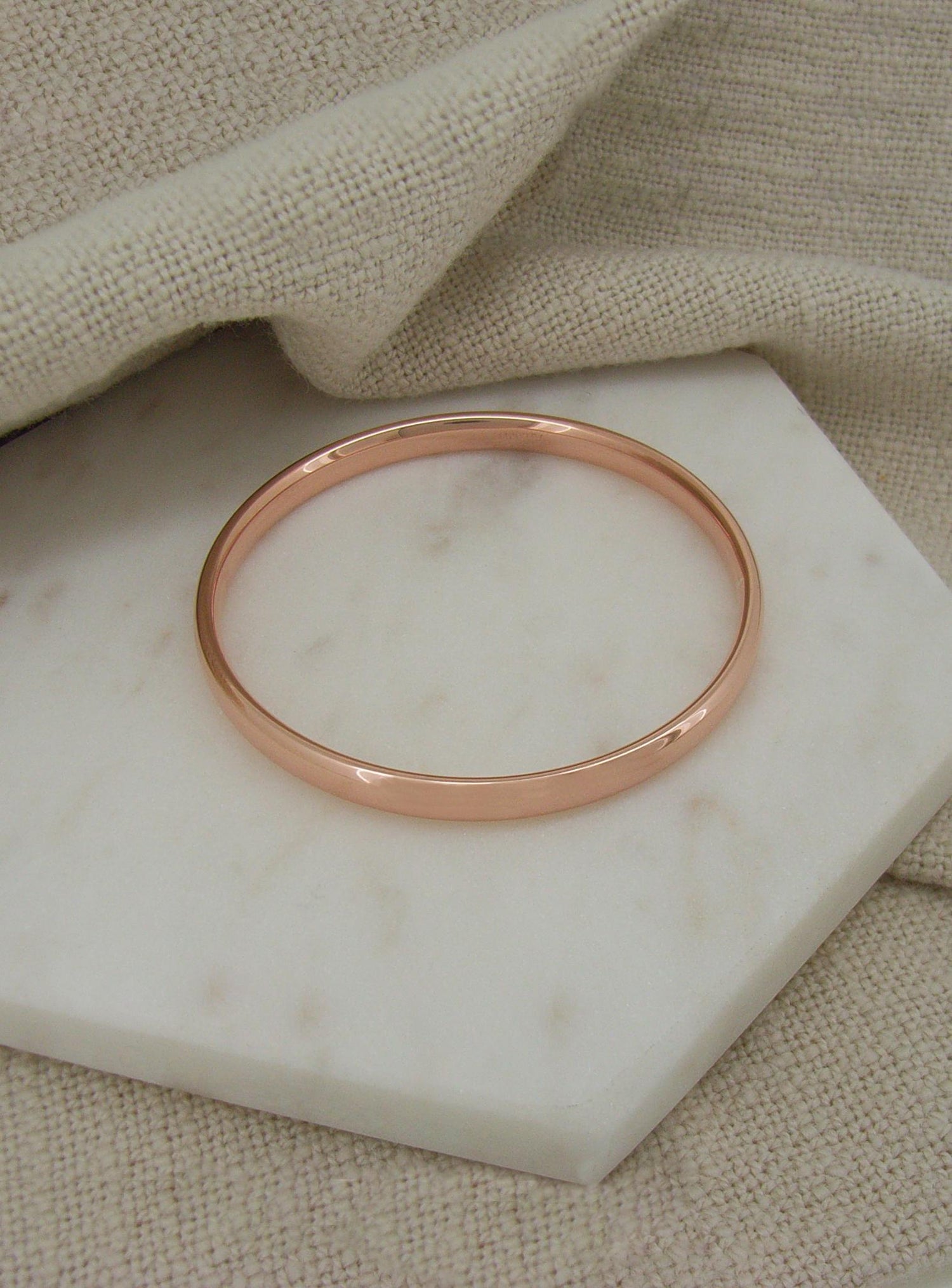 Simple Half Round Golf Bangle in Silver Filled 9ct Rose Gold