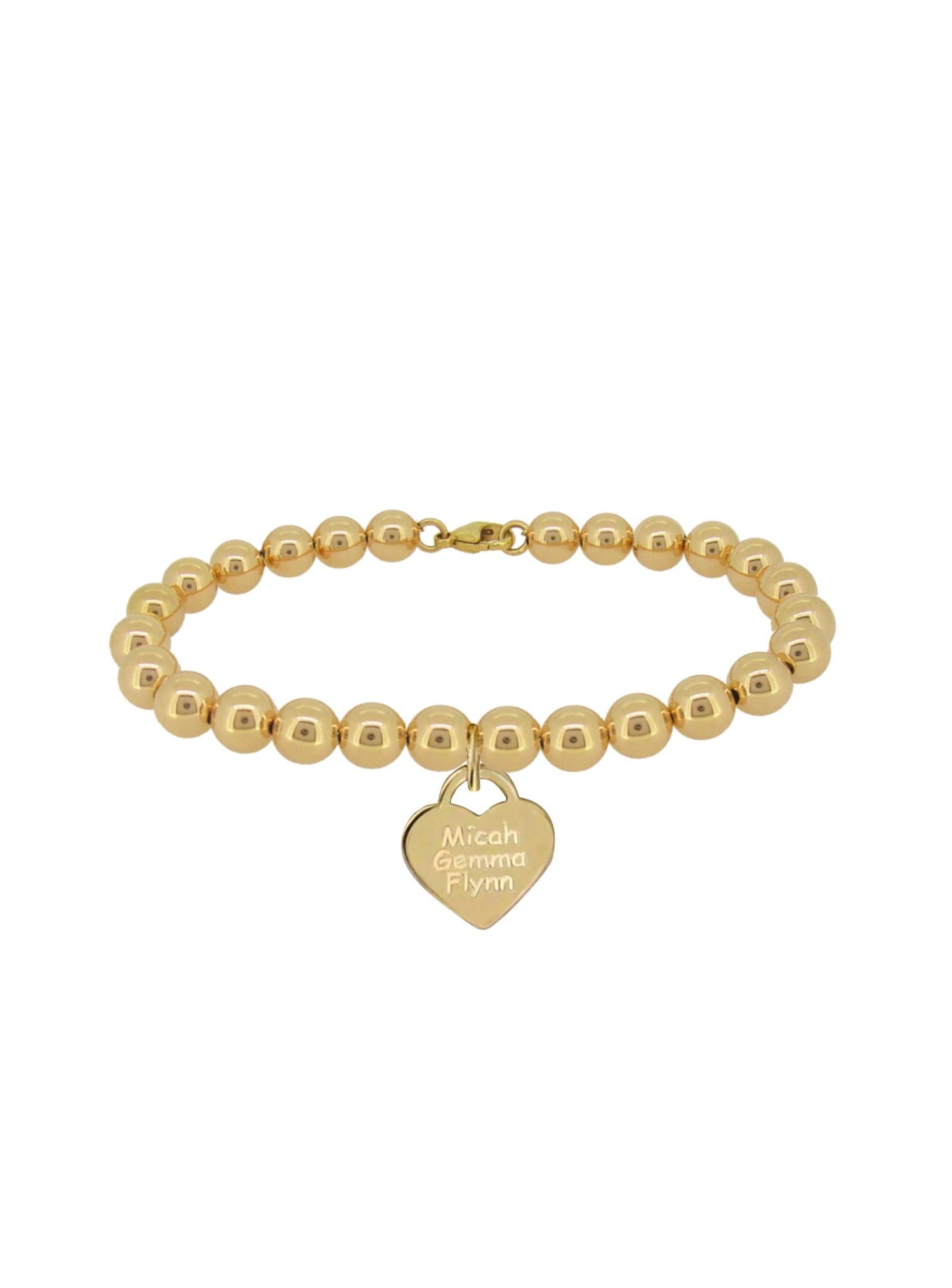 Aurelia Heart Tag Ball Bead Bracelet All Sizes in 9ct Gold