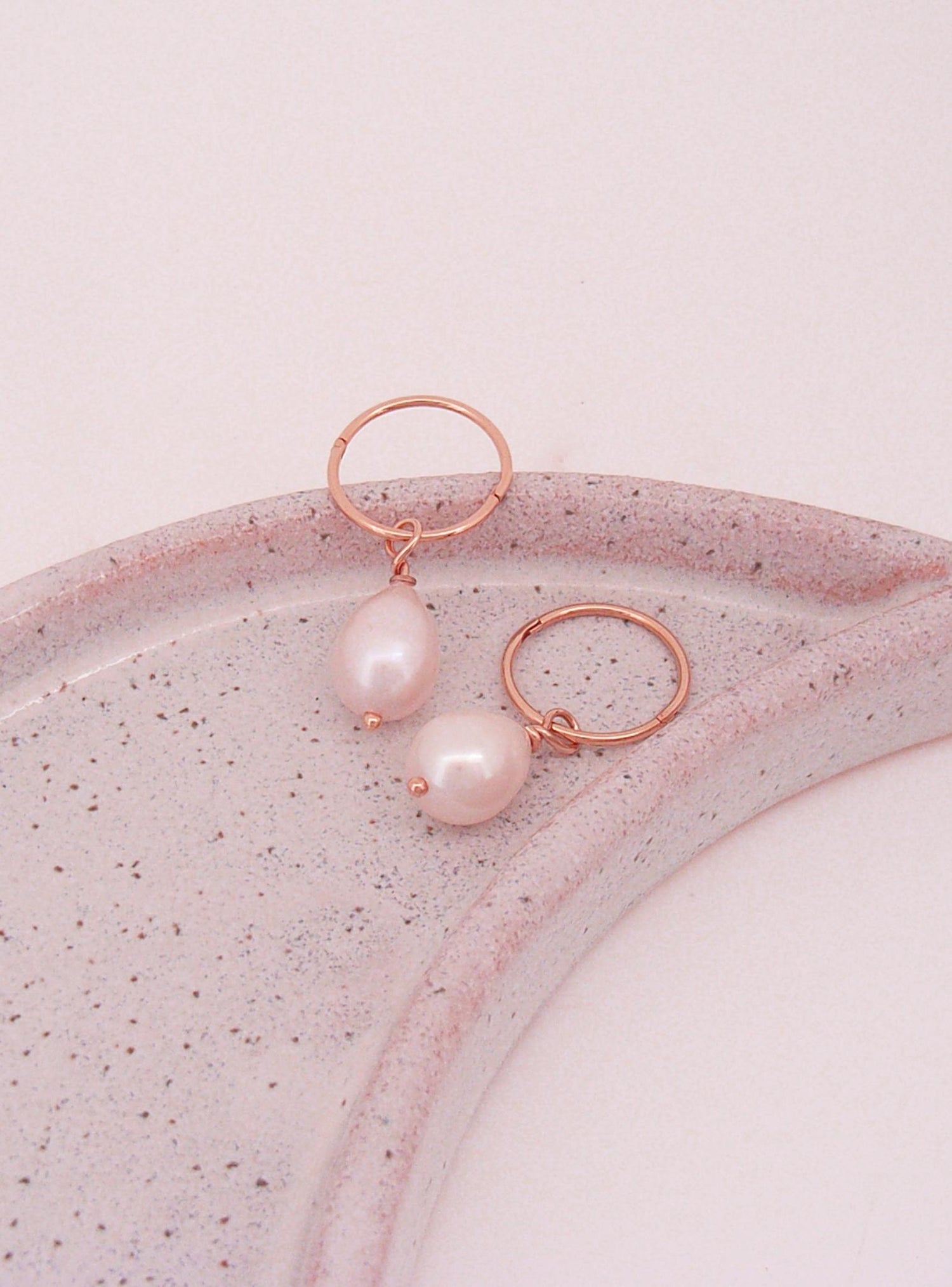 Coco Teardrop Pearl Charms for Sleeper Earrings in 9ct Rose Gold