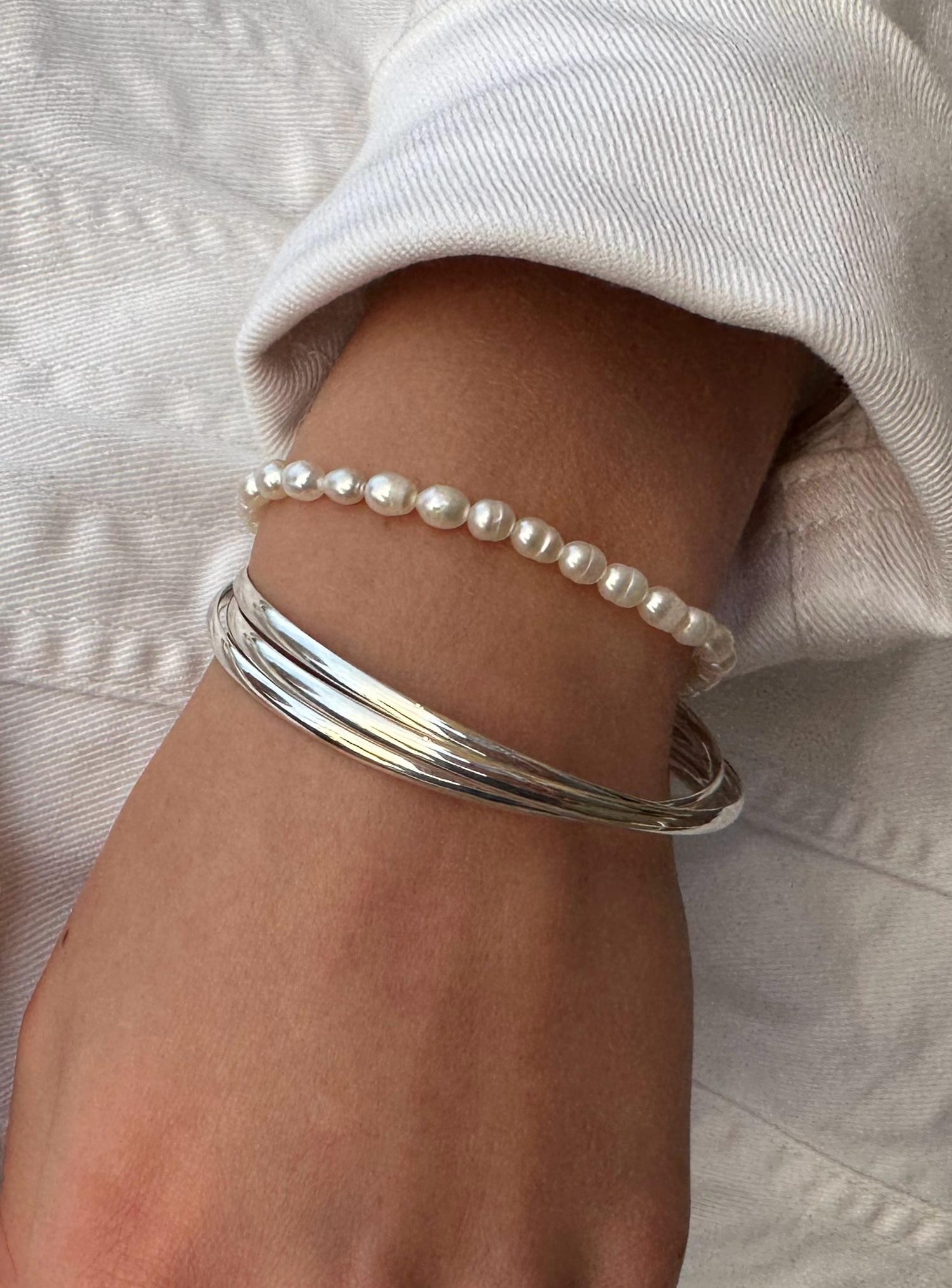Past Present Future Trinity Golf Bangle All Sizes in Solid Sterling Silver