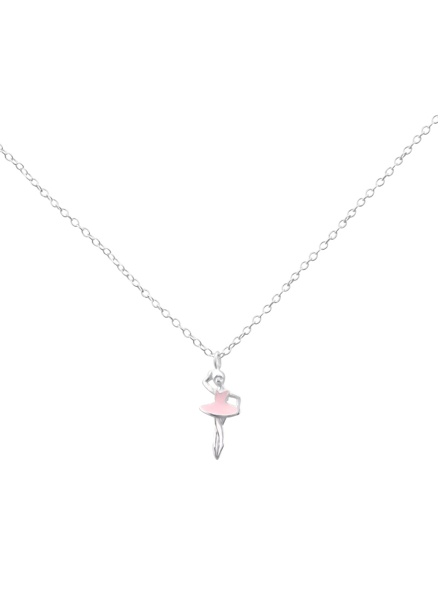 Small Ballet Dancer Ballerina Charm Necklace in Sterling Silver