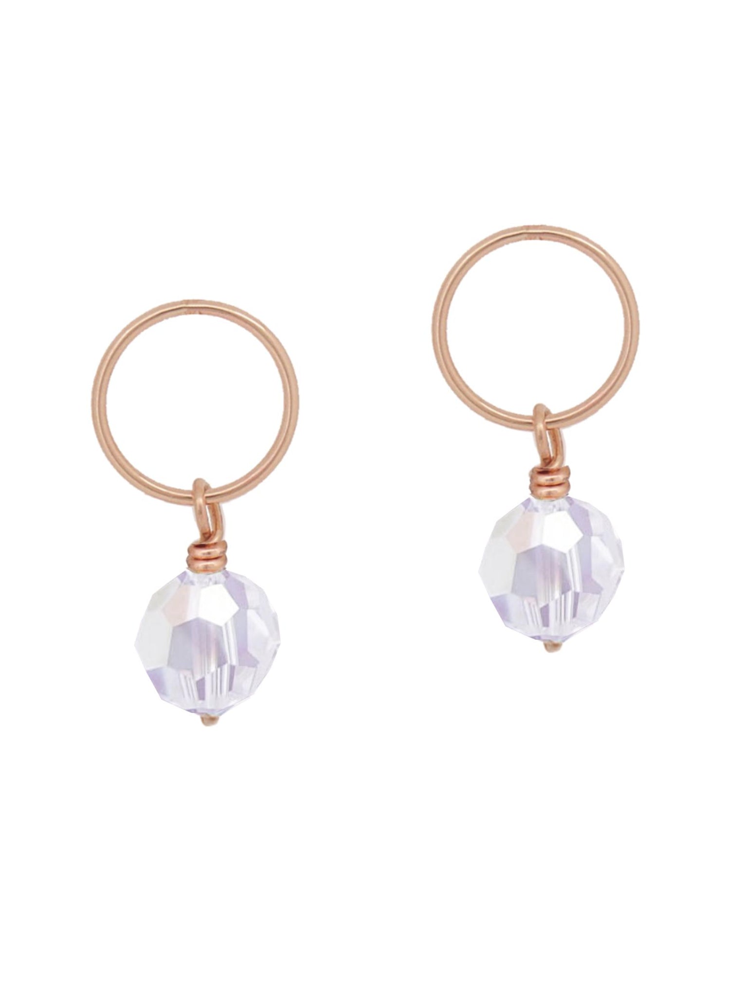 Swarovski Round Charms for Sleeper Earrings in 9ct Rose Gold