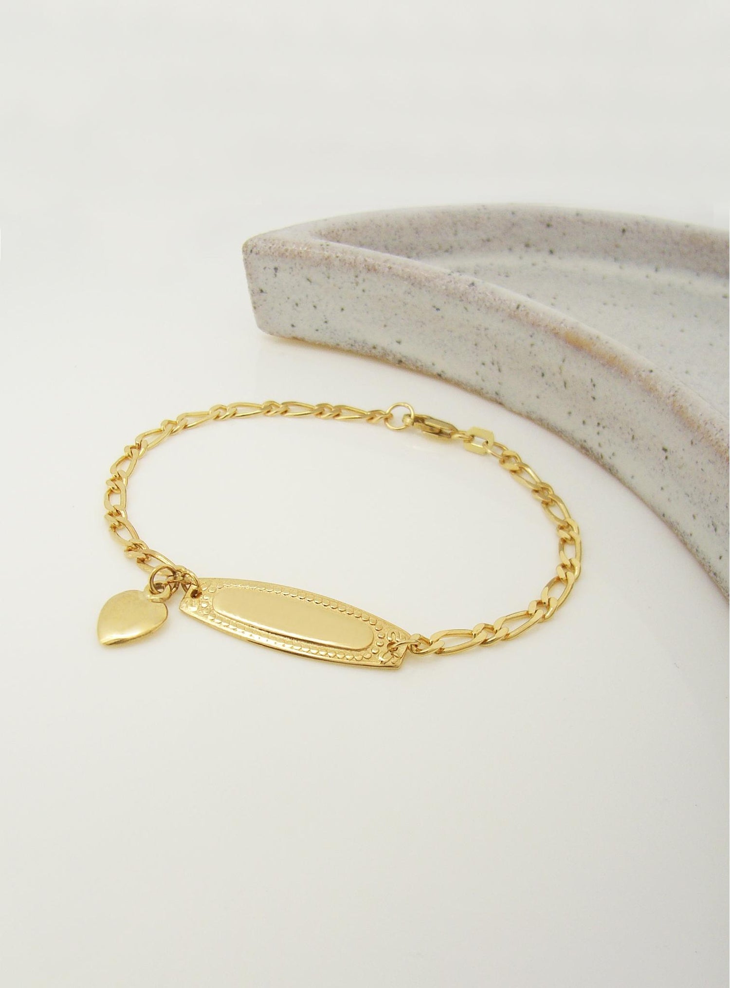 Solid 9ct Gold Love Heart Charm Baby Bracelet